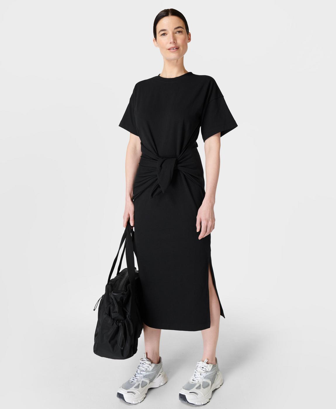 Knot Front Midi Dress - Black  Women's Dresses and Jumpsuits