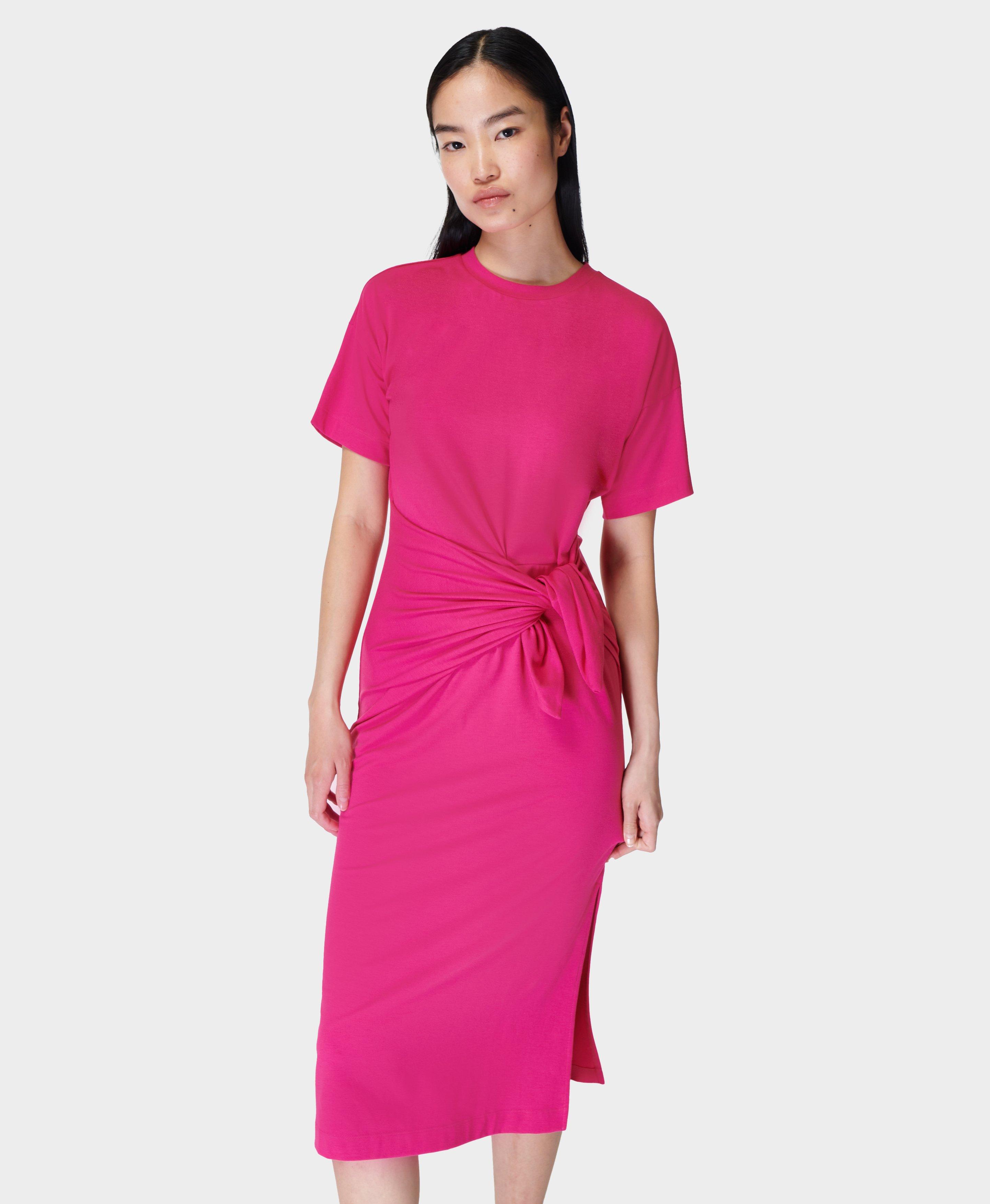 Knot Front Midi Dress - Framboise Pink | Women's Dresses and Jumpsuits |  Sweaty Betty