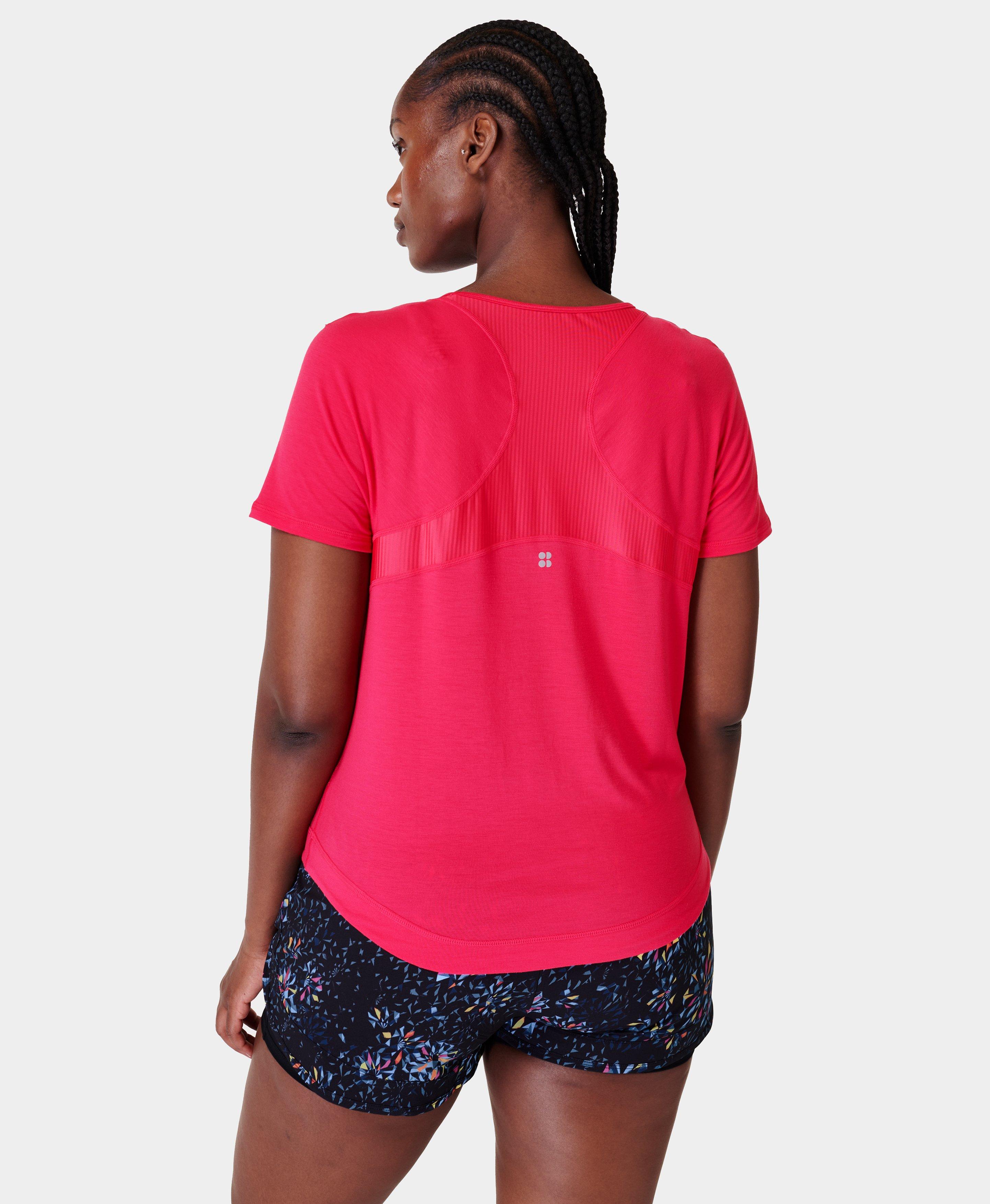 Pink running hot sale t shirt