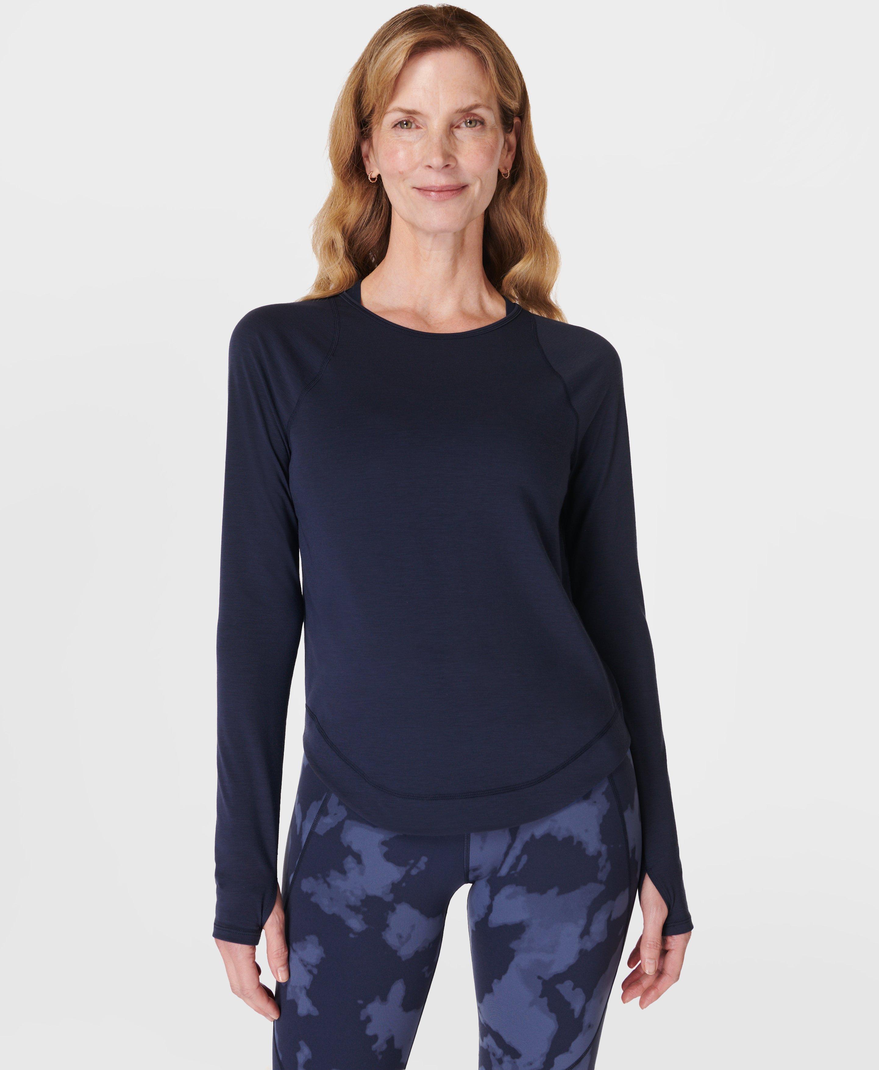 Running Bare Highline Workout Womens Long Sleeve Top - Navy