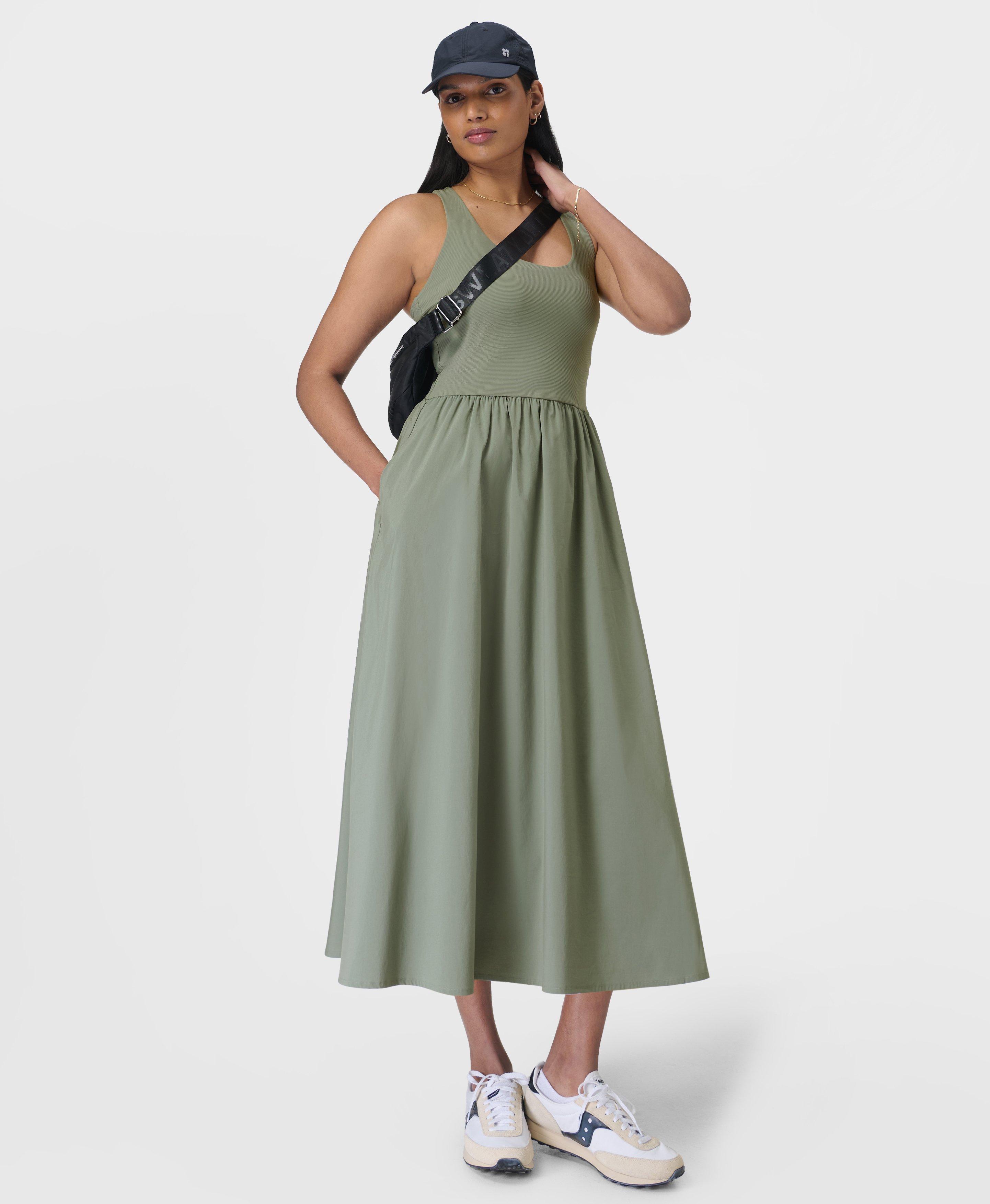 Sweaty Betty Explorer Ribbed Racer Back Dress, Green, Women's XXS