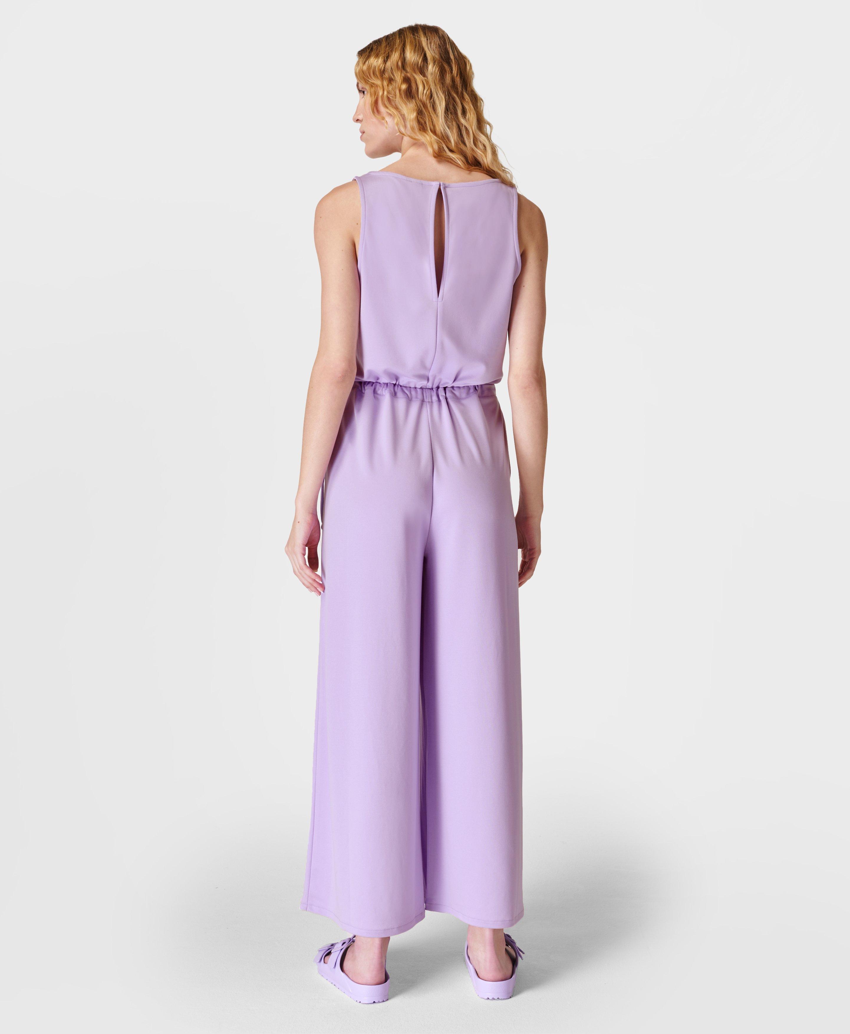 Lavender Wide Leg Jumpsuit for Women, Purple Corseted Jumpsuit for