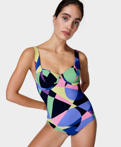 Laguna Underwired Swimsuit , Purple Prism Camo Print | Sweaty Betty