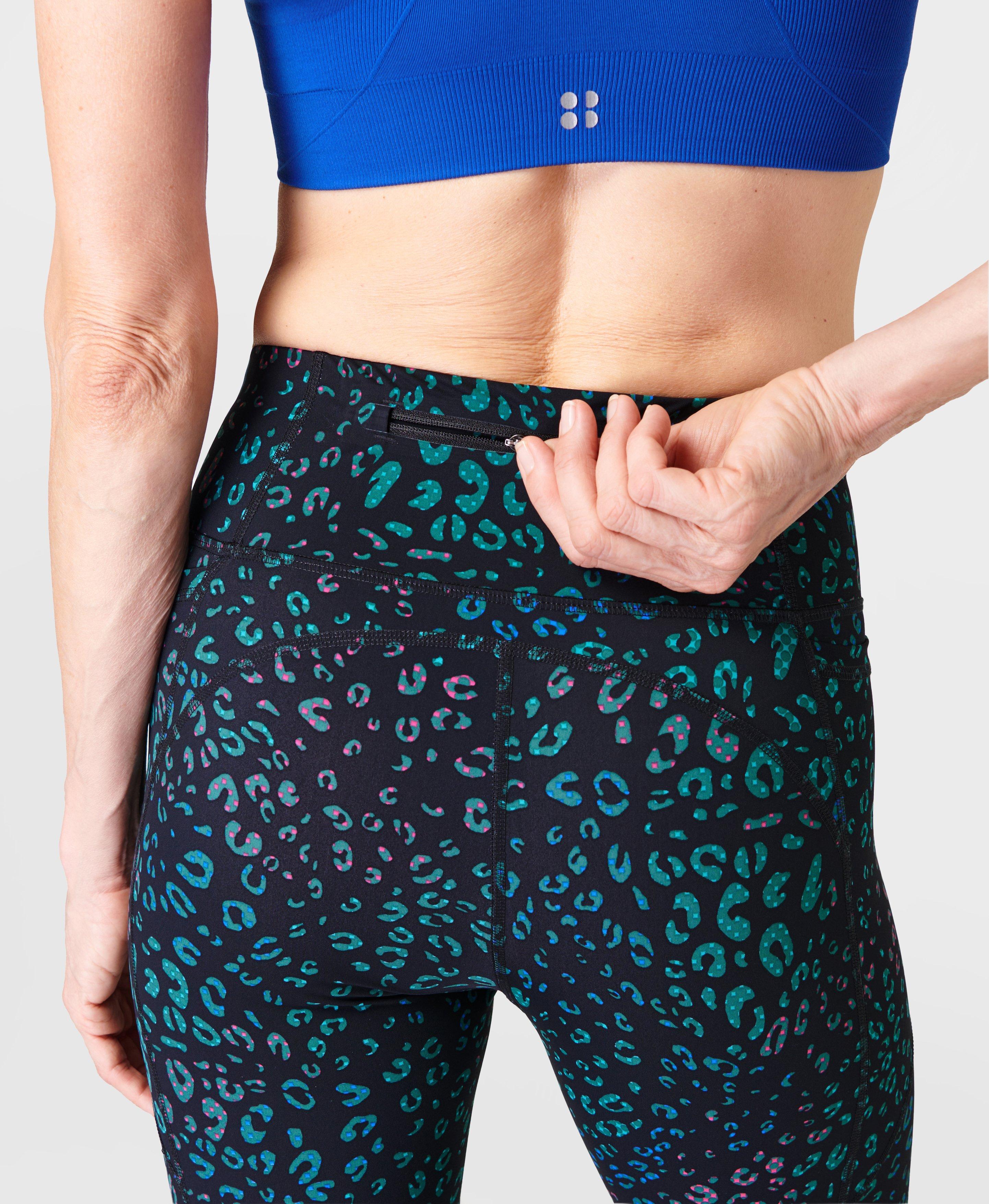 Zero Gravity Running Leggings - Black Spliced Leopard Print