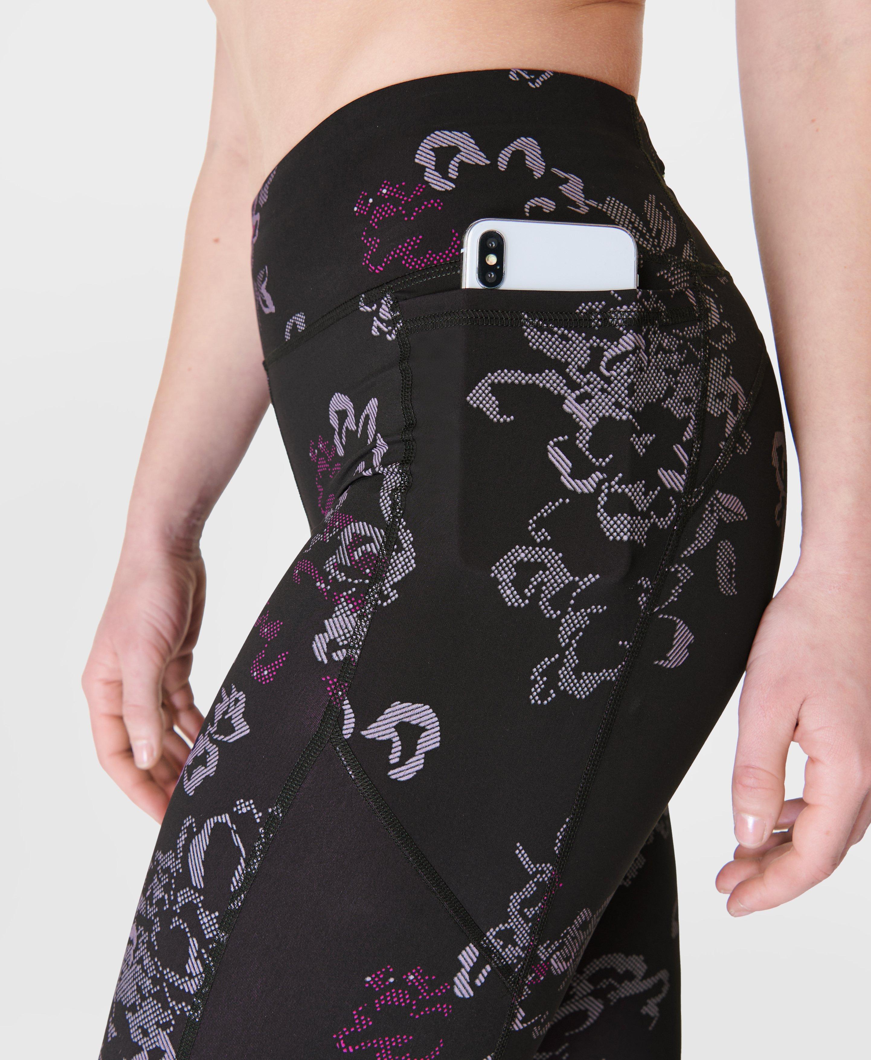 Zero Gravity Running Leggings - Black Tech Floral Print, Women's Leggings