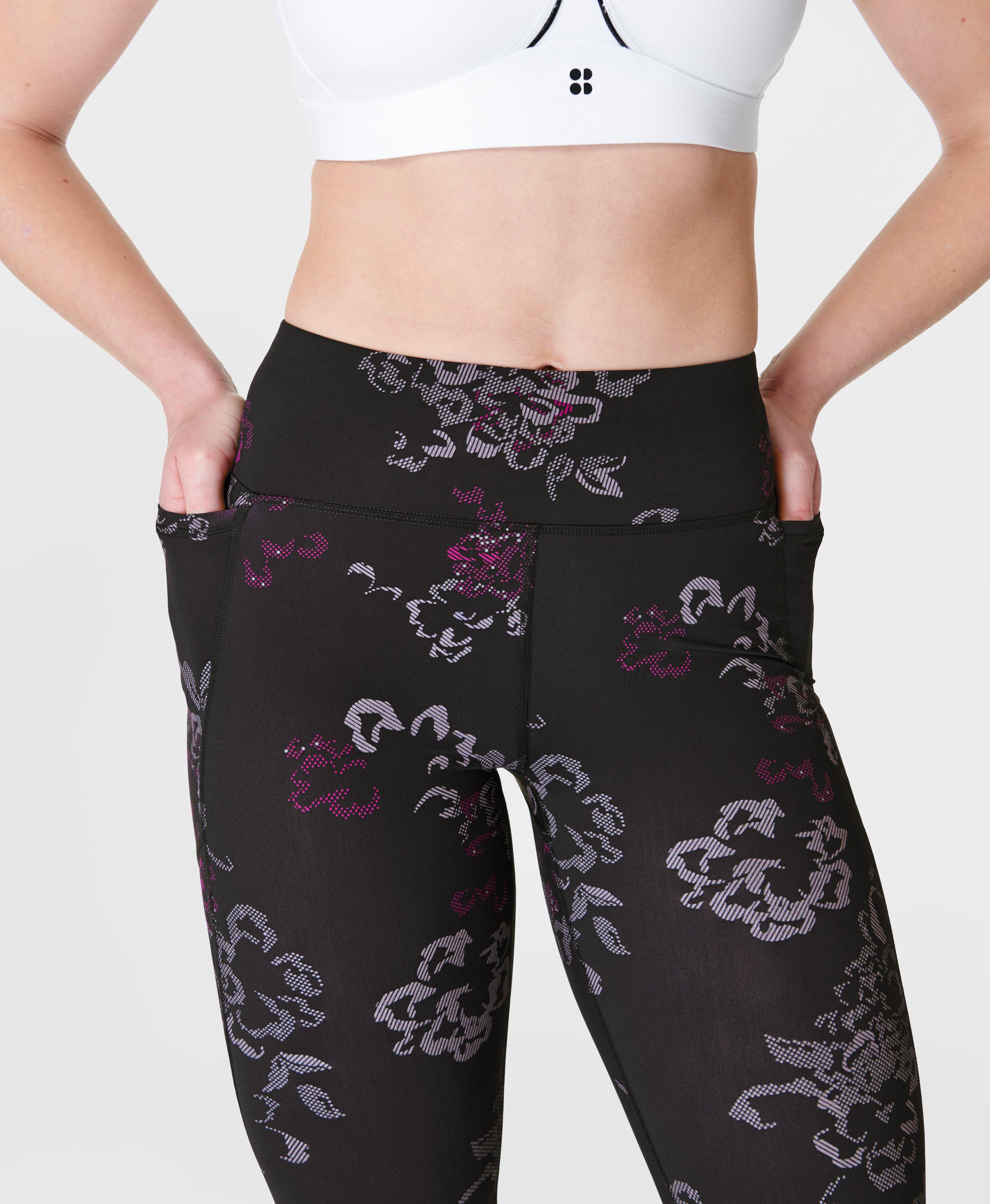 Zero Gravity Running Leggings - Black Tech Floral Print