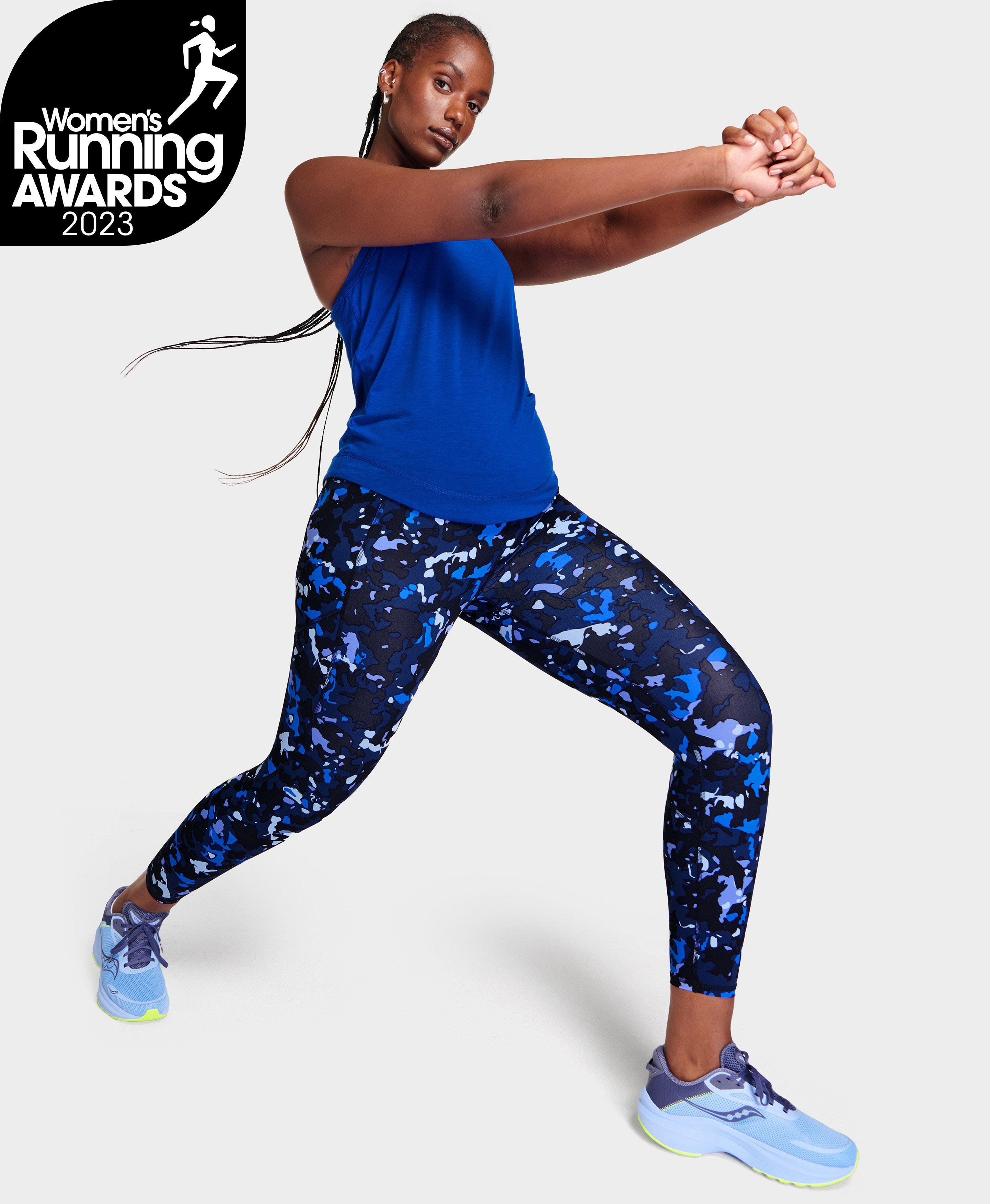 Zero Gravity 7/8 Running Leggings - Blue Camo Terrain Print