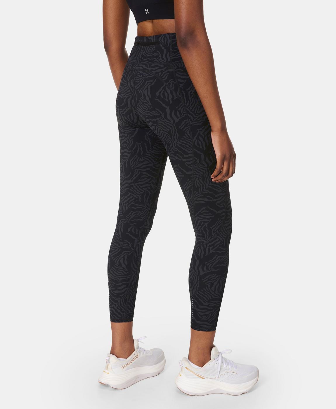 Zero Gravity 7/8 Running Tight - Grey Zebra Check Print, Women's Leggings