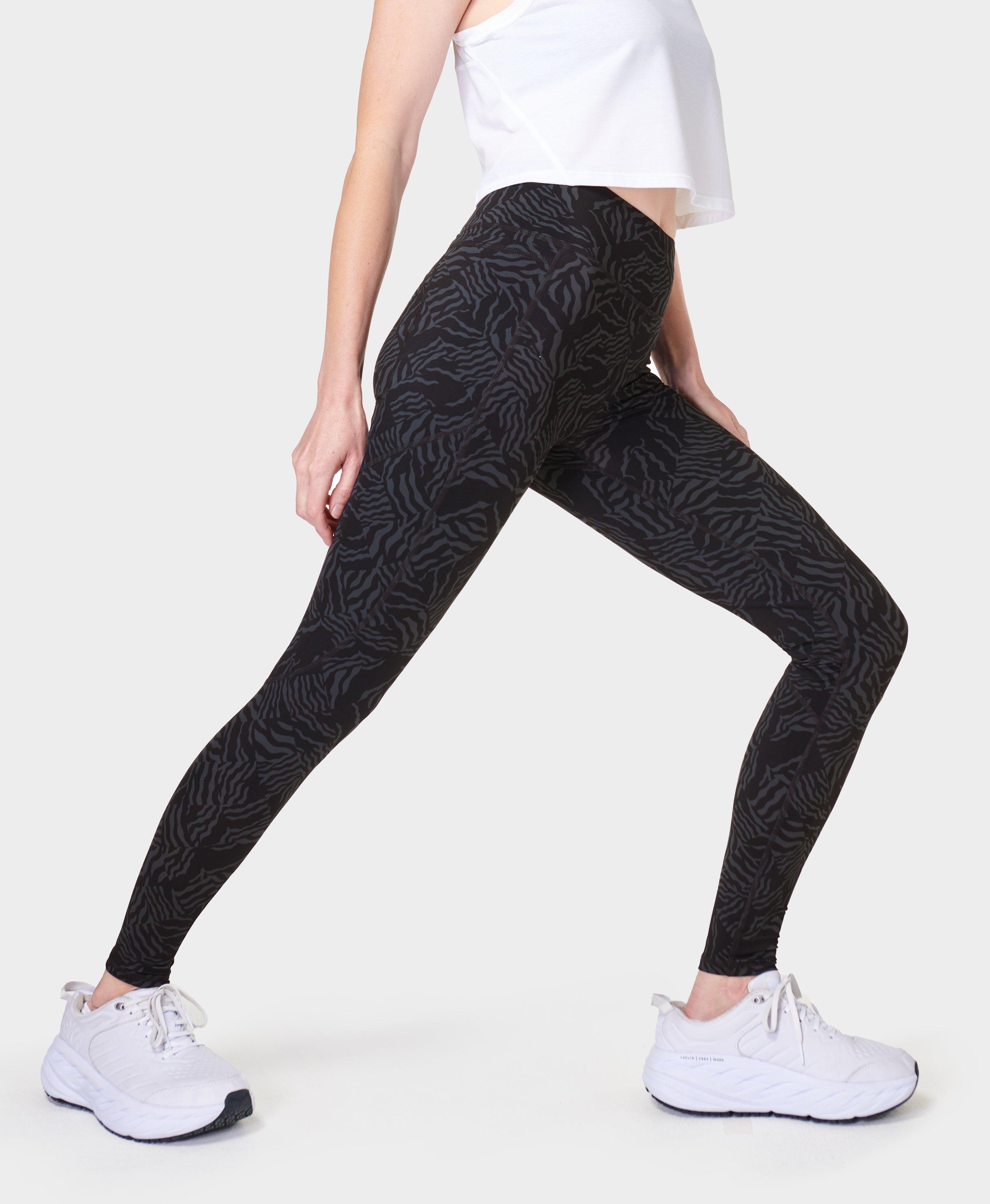 Zero Gravity Running Leggings - Grey Zebra Check Print