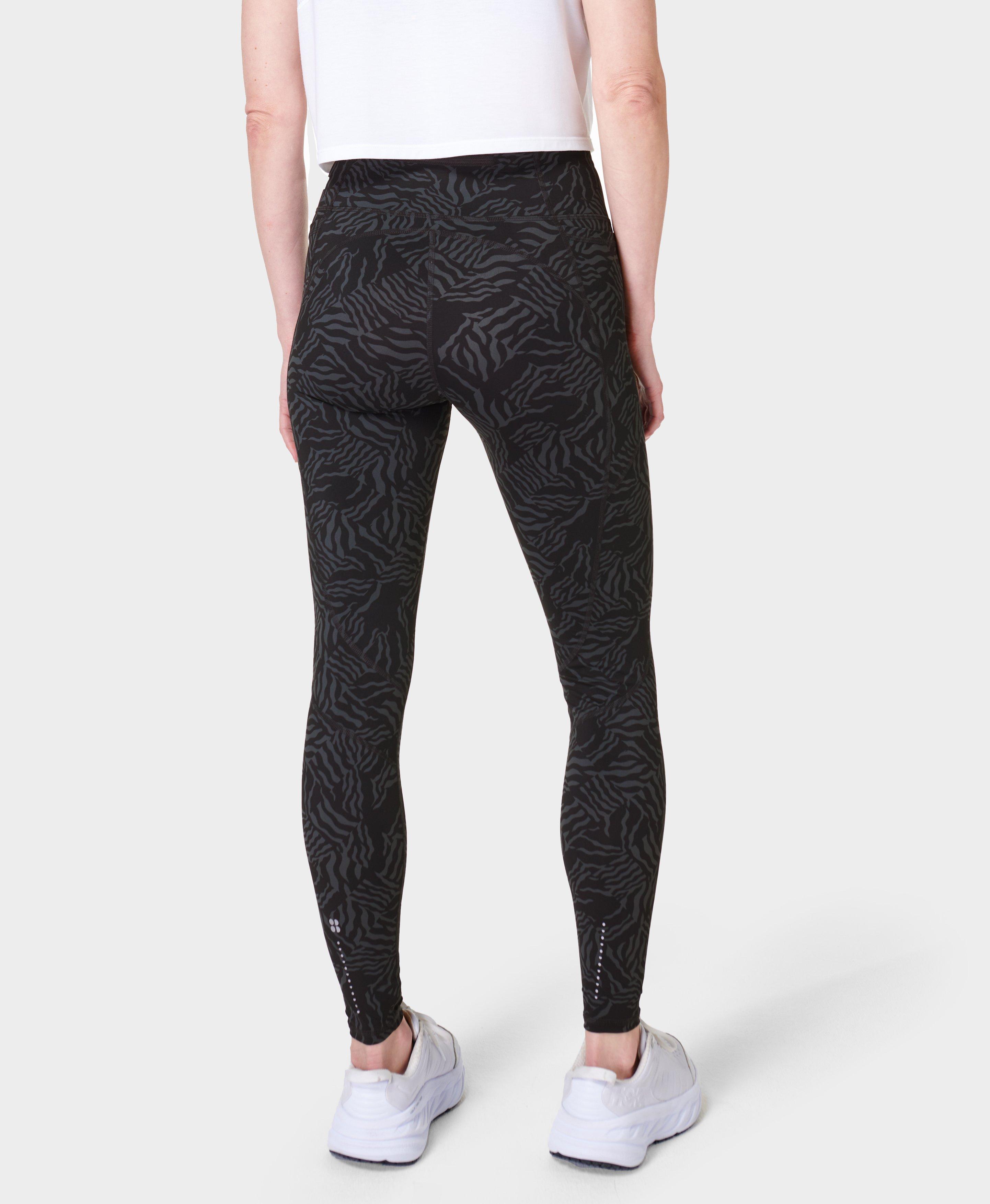 Zero Gravity Running Leggings - Grey Zebra Check Print