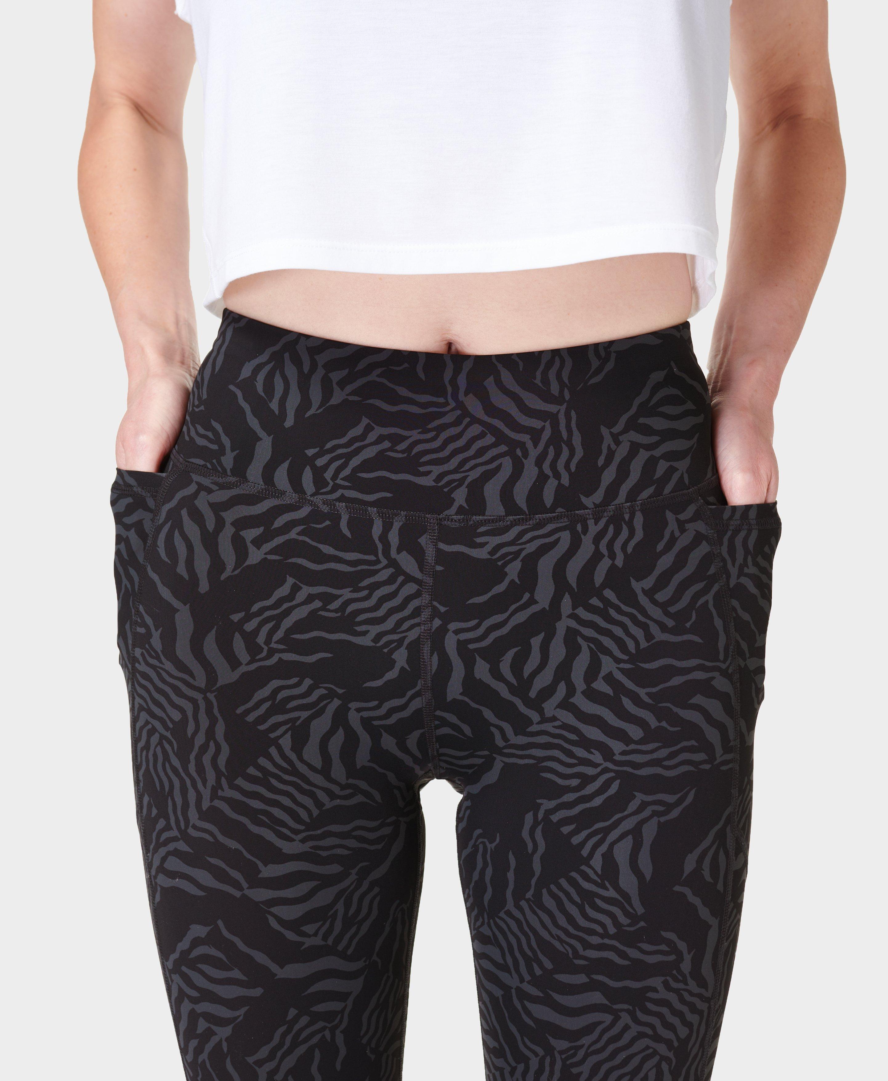 Zero Gravity Running Leggings - Grey Zebra Check Print