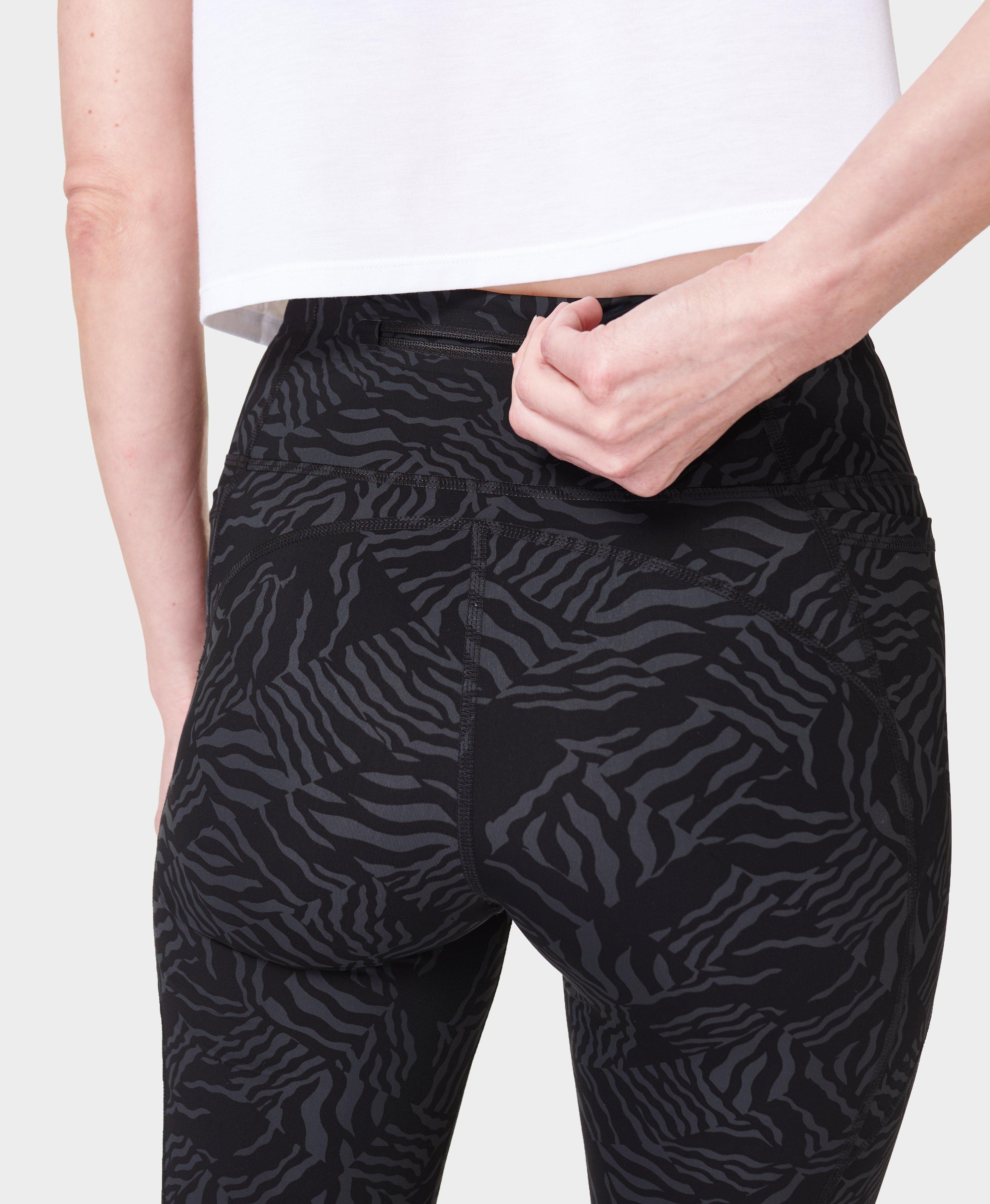 Zero Gravity Running Leggings - Grey Zebra Check Print