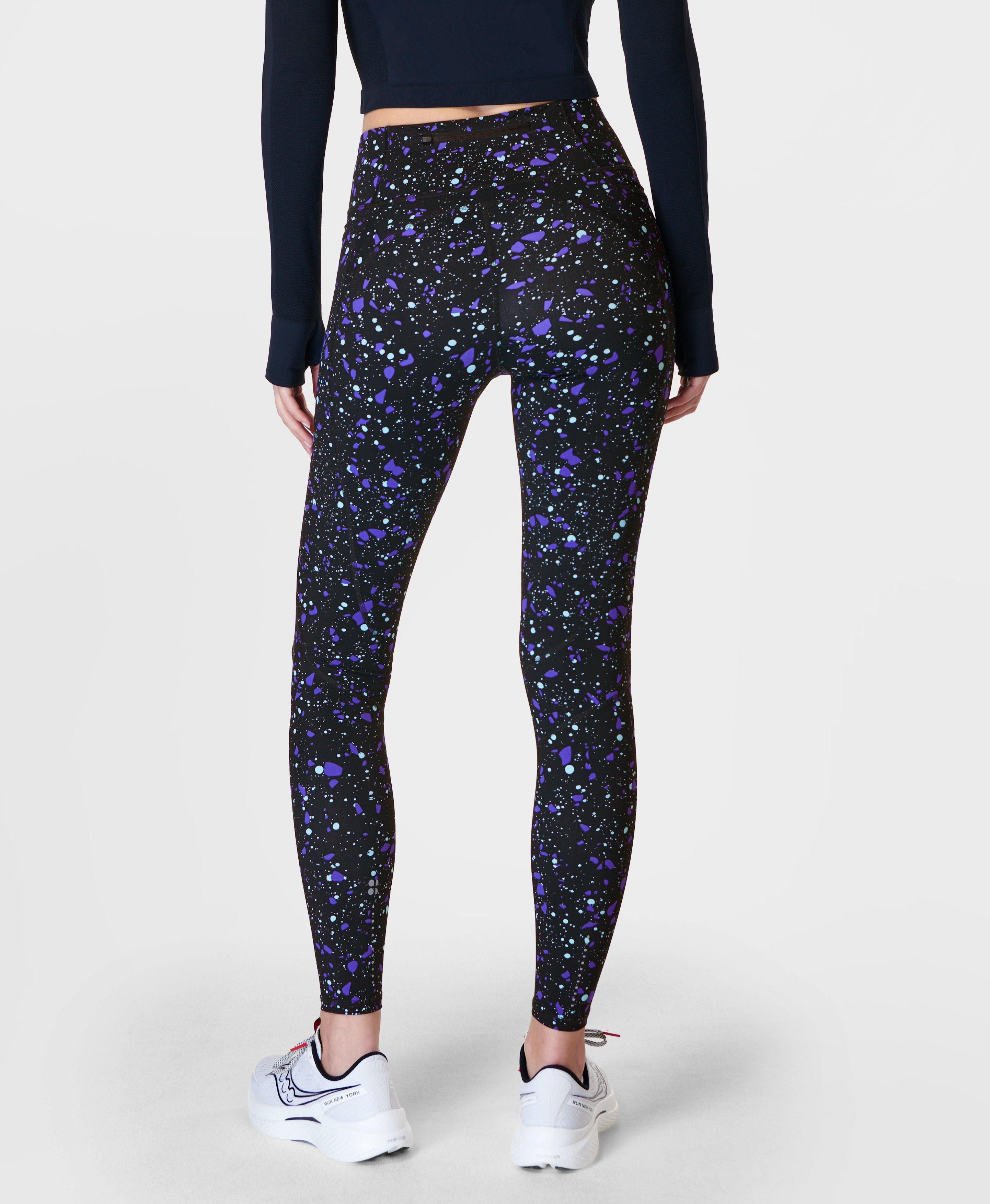 Zero Gravity Running Leggings - Purple Marble Terazzo Print