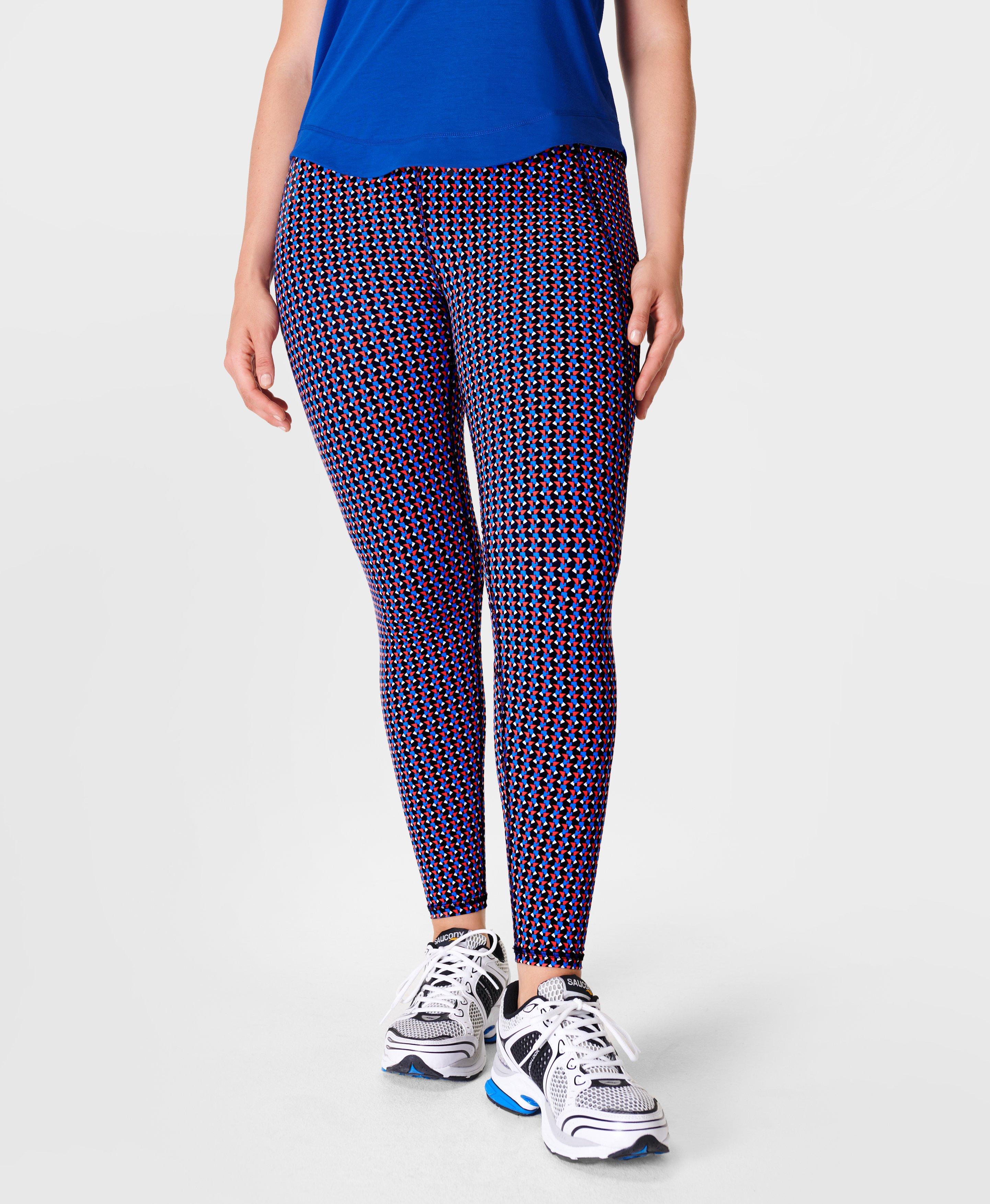 Zero Gravity Running Leggings - Red White And Blue Geo Print