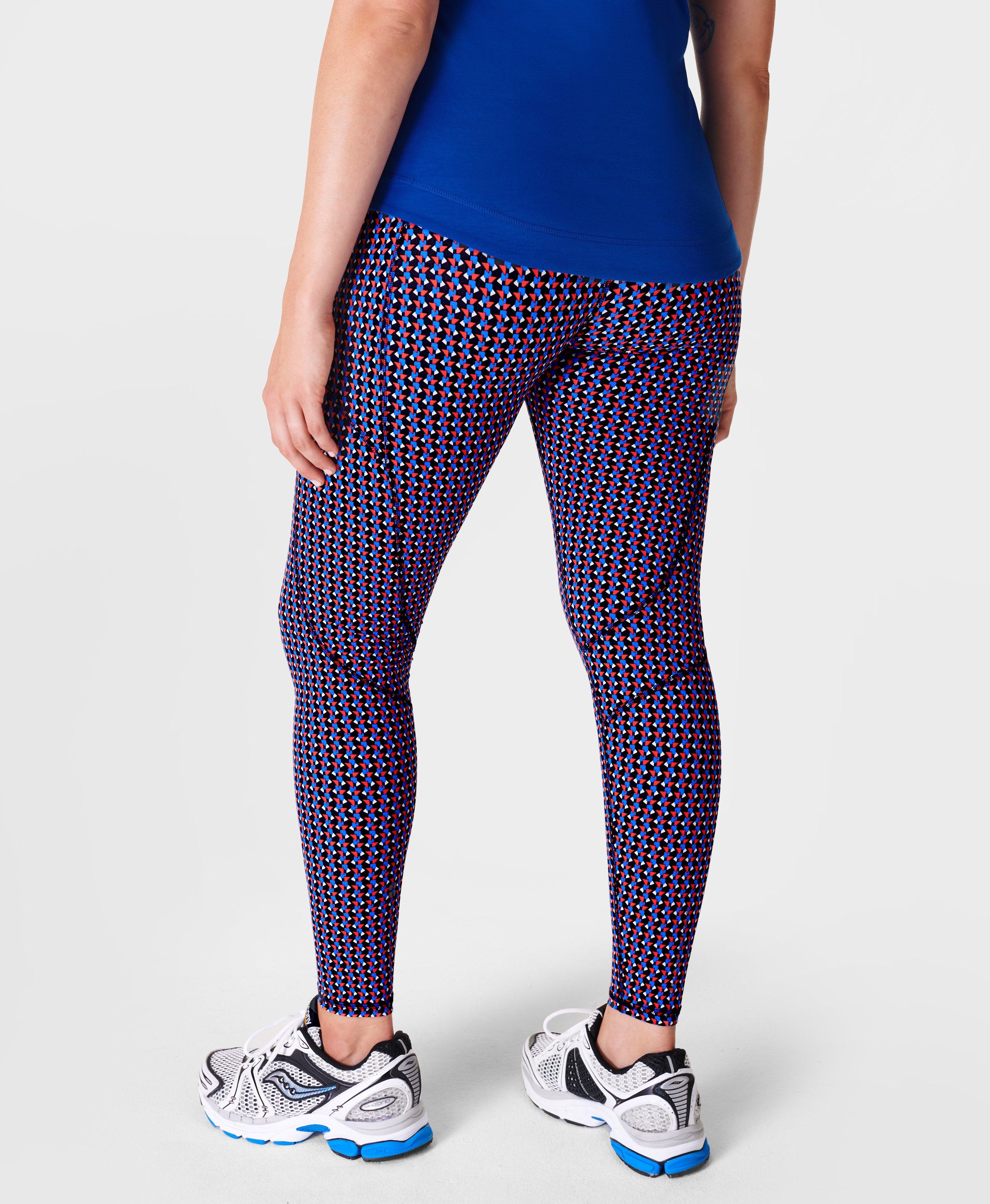 Zero Gravity Running Leggings - Red White And Blue Geo Print