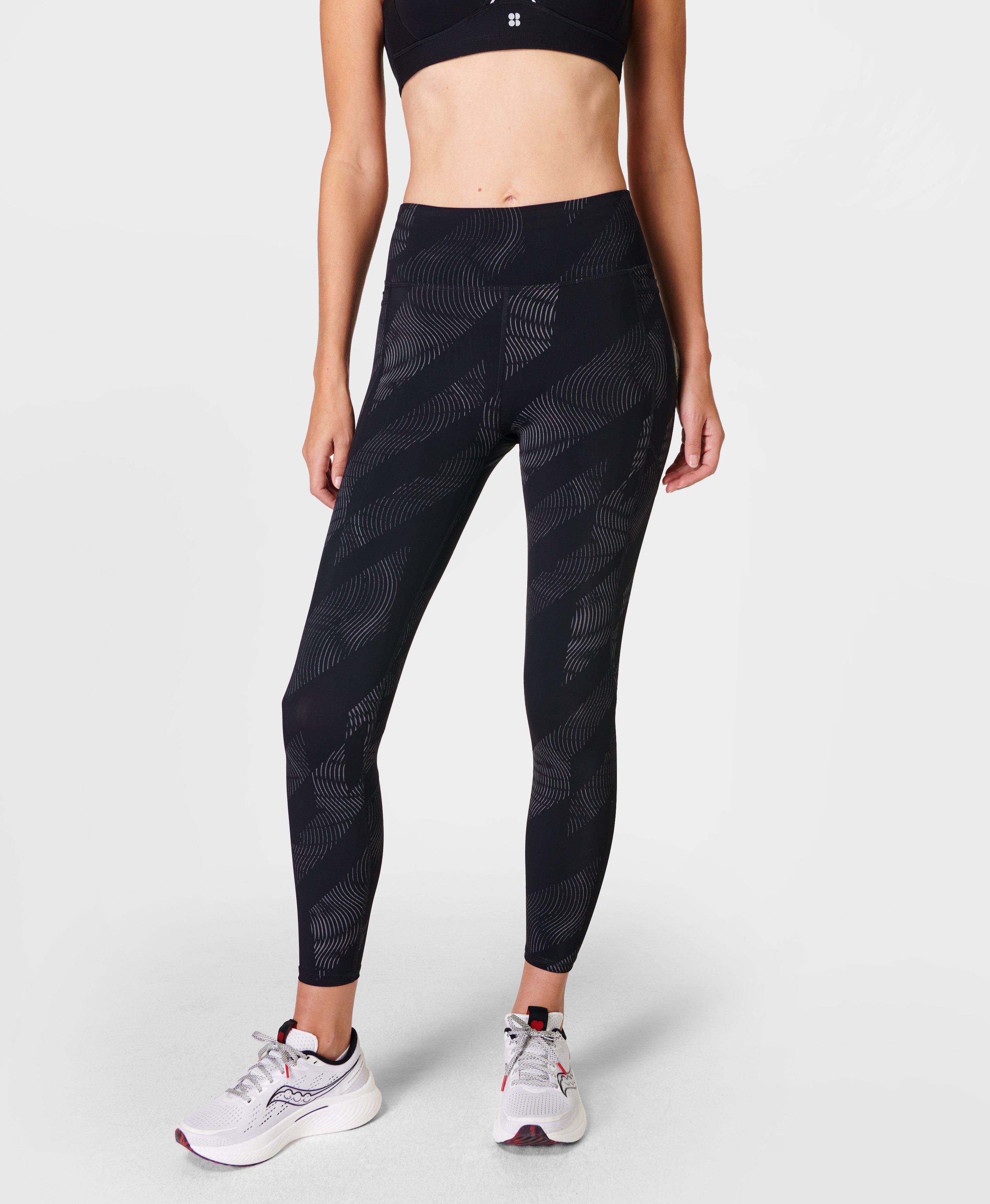 Zero Gravity 7/8 Reflective Running Leggings - Black Strobe