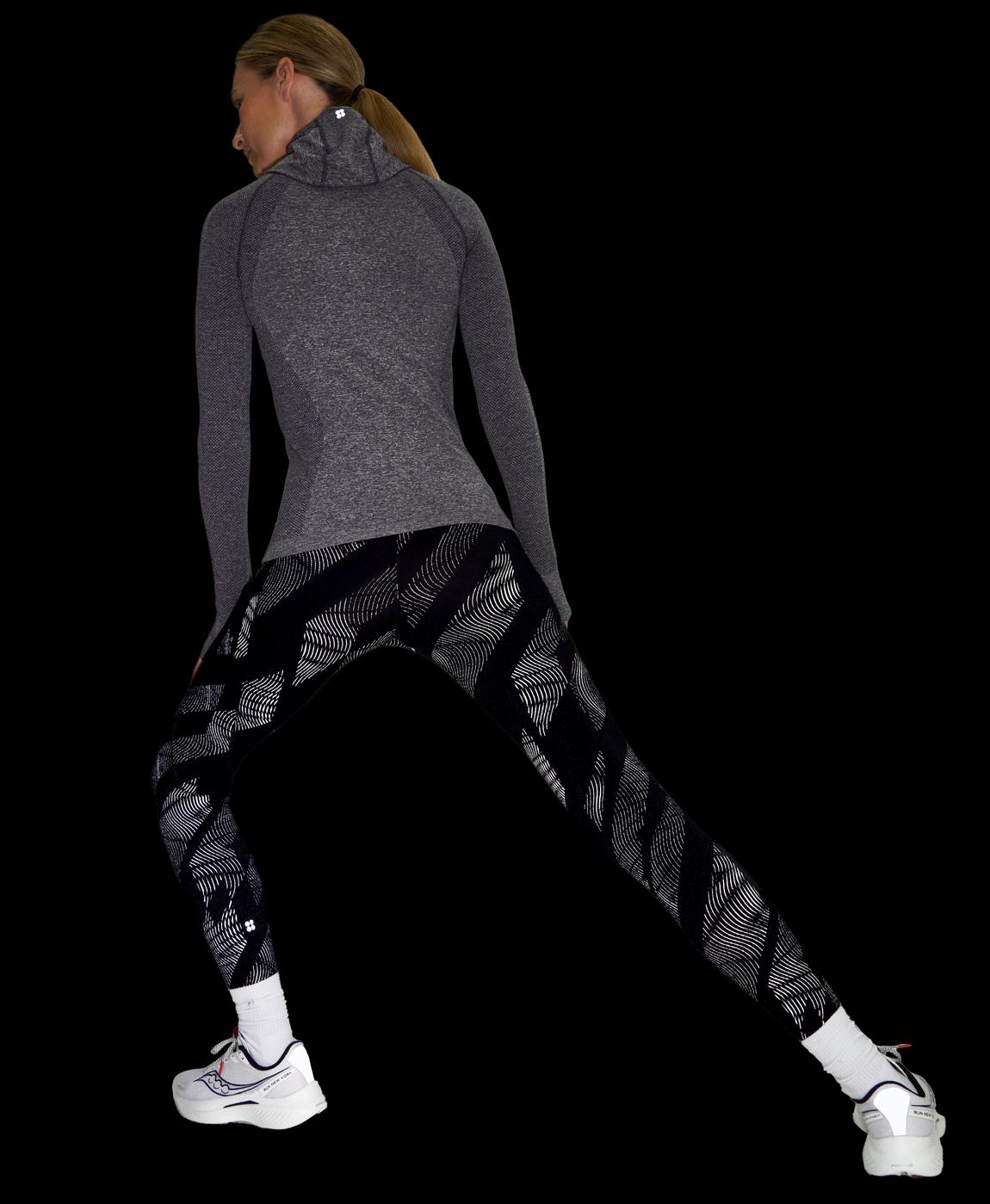 Zero Gravity Reflective Running Leggings - Black Strobe Reflective Print, Women's  Leggings