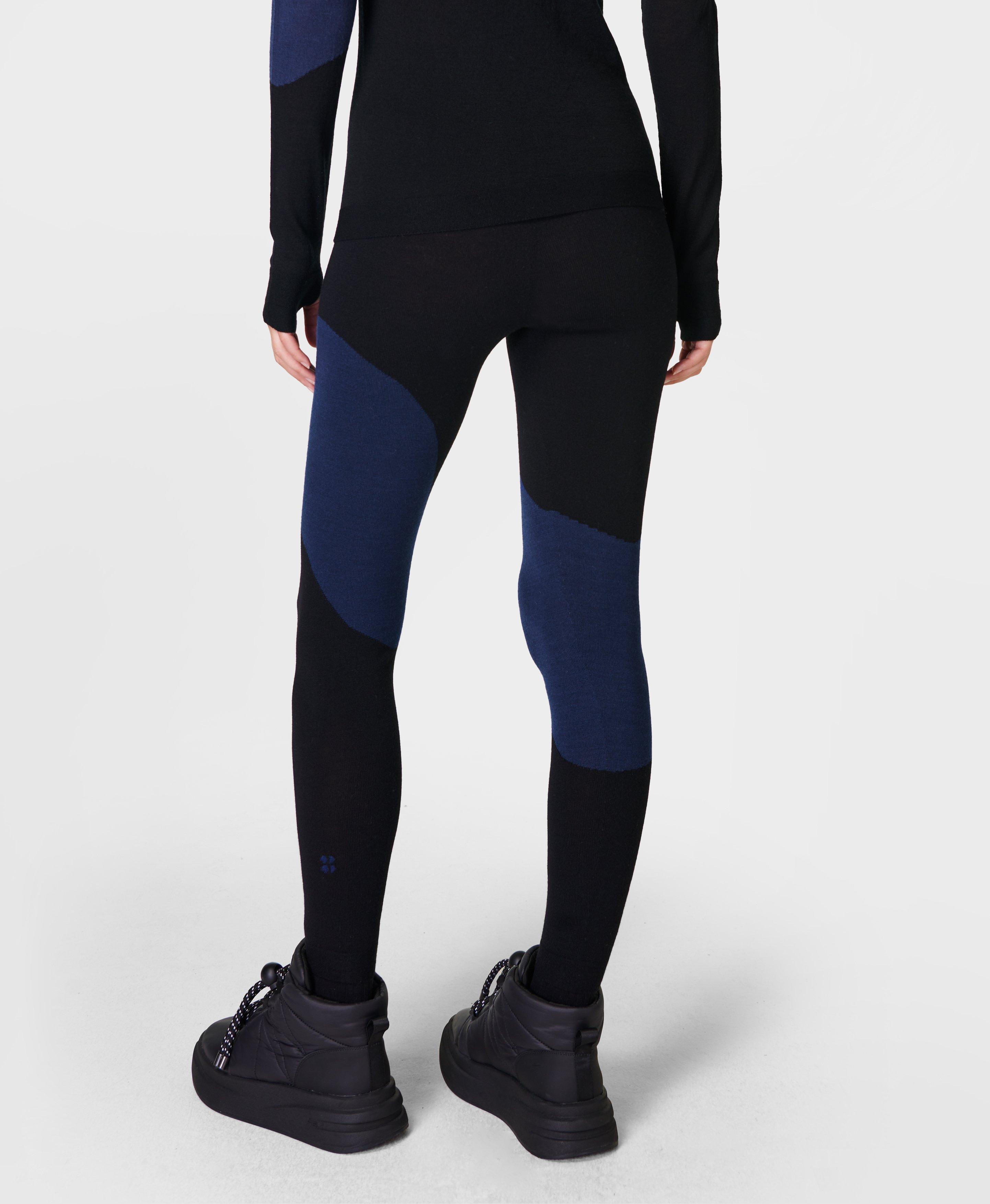 Merino Wave Base Layer Legging - Blue wave Jacquard | Women\'s Leggings |  Sweaty Betty