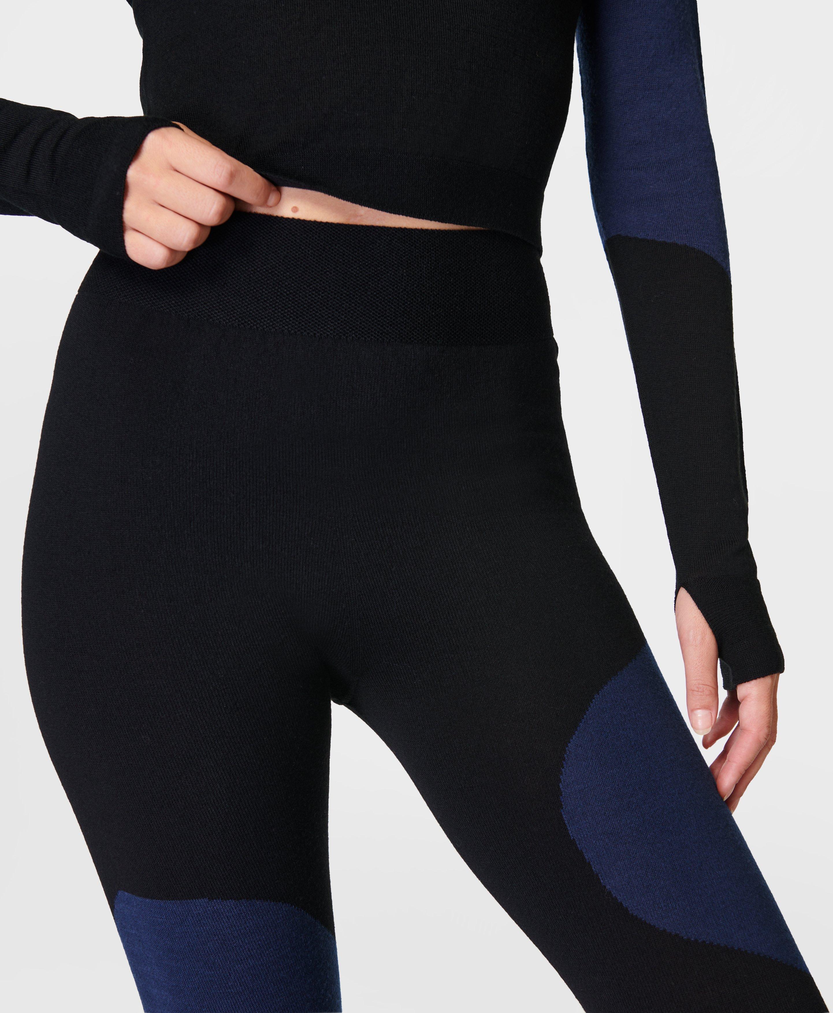 Merino Wave Base Layer Legging - Blue wave Jacquard, Women's Ski Clothes