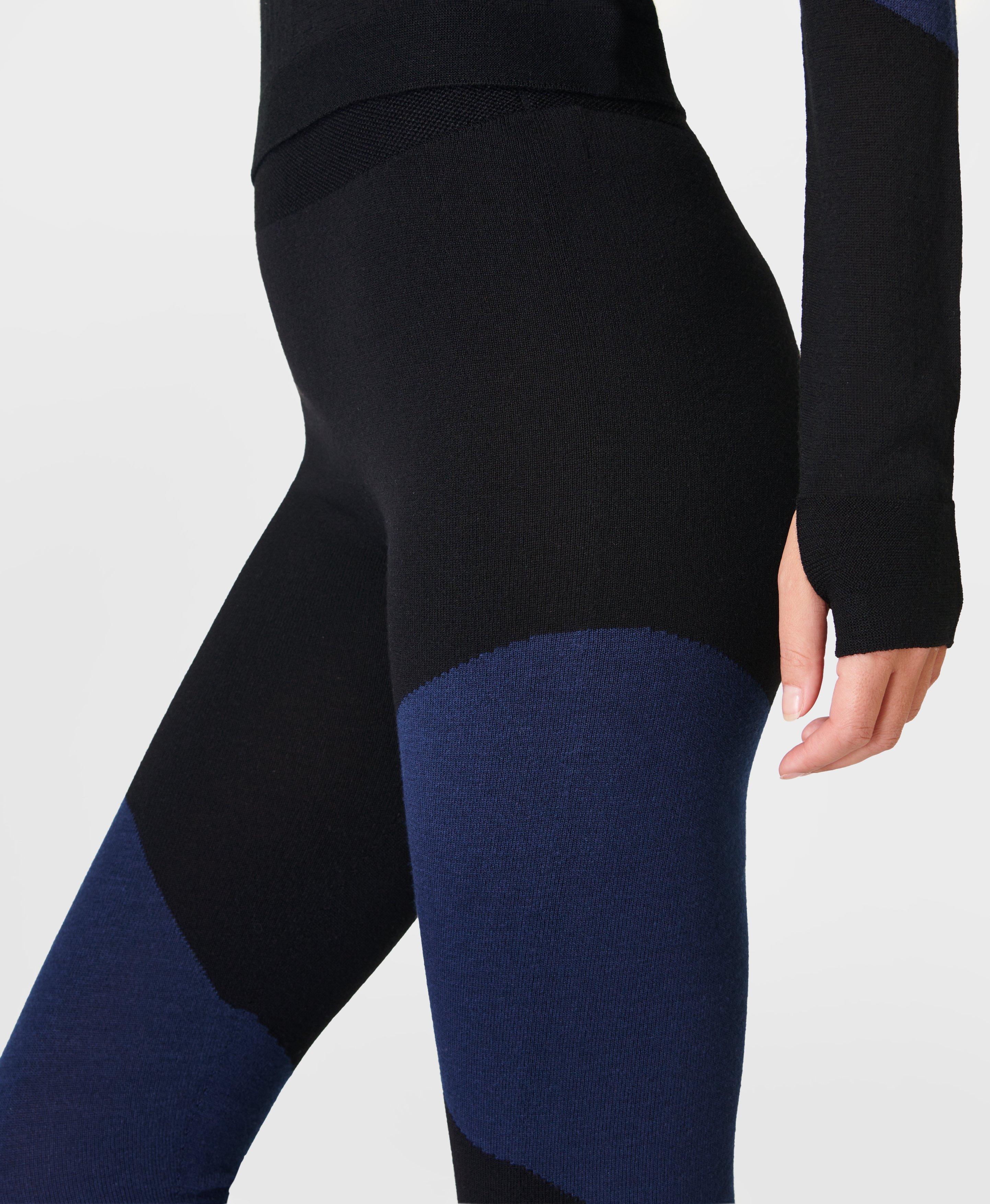 Merino Wave Base Layer Legging - Blue wave Jacquard