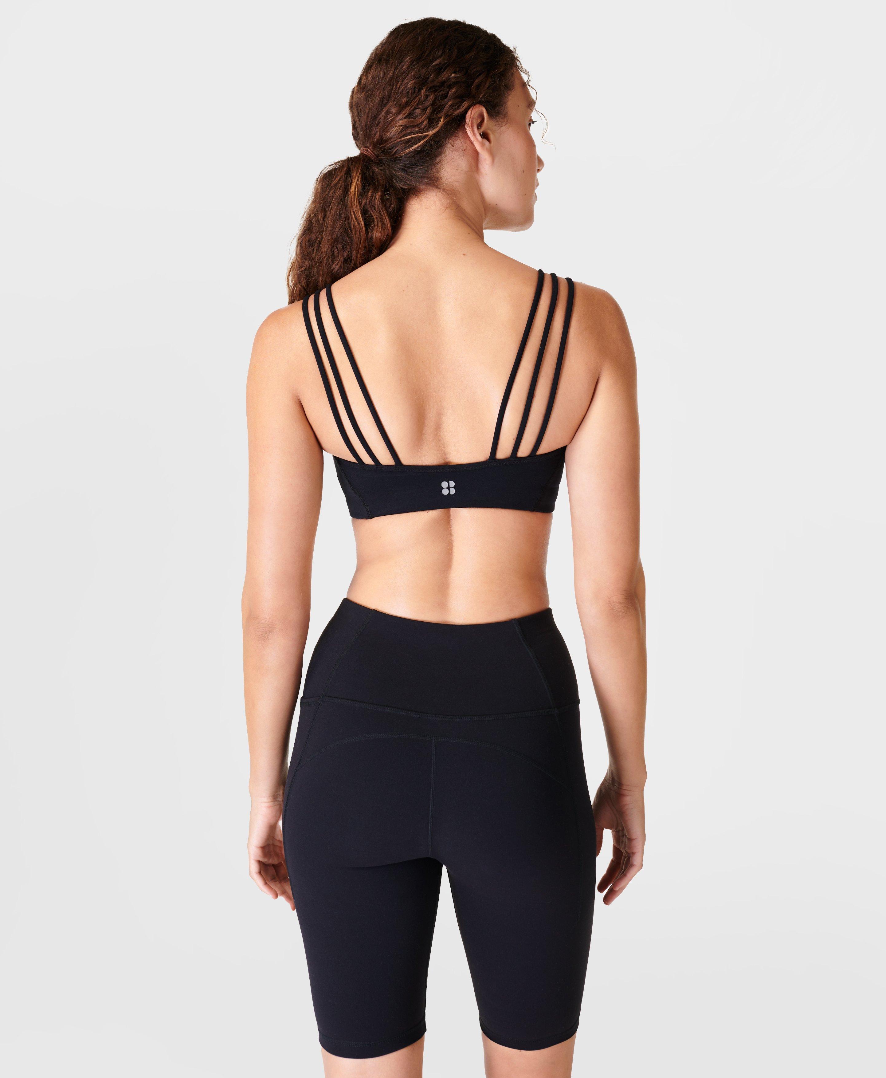 Open Back Deep V Sports Bra in Black - Premium yogawear and activewear for  women