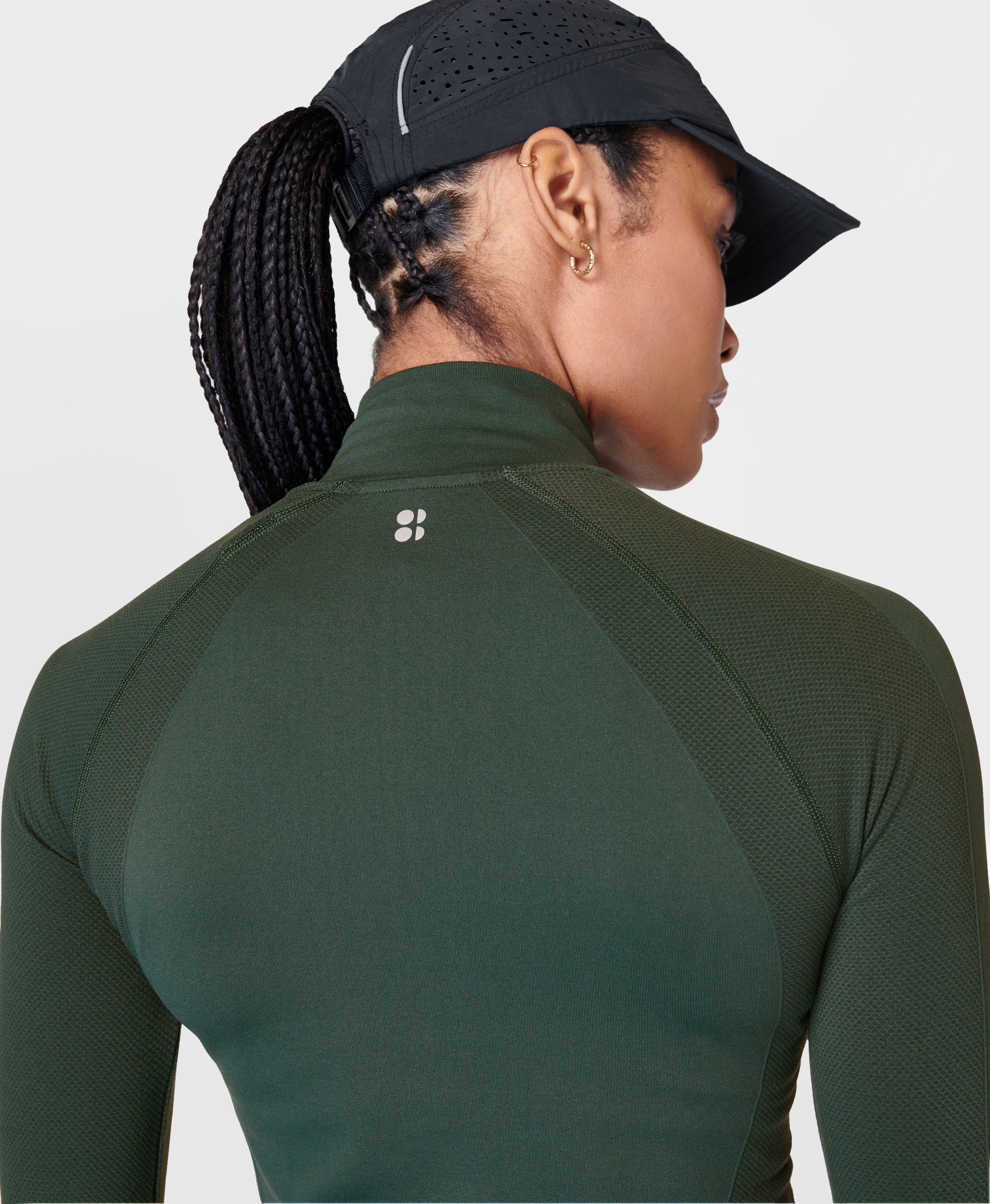 Athlete Crop Seamless Workout Zip Up - Black, Women's Sweaters + Hoodies