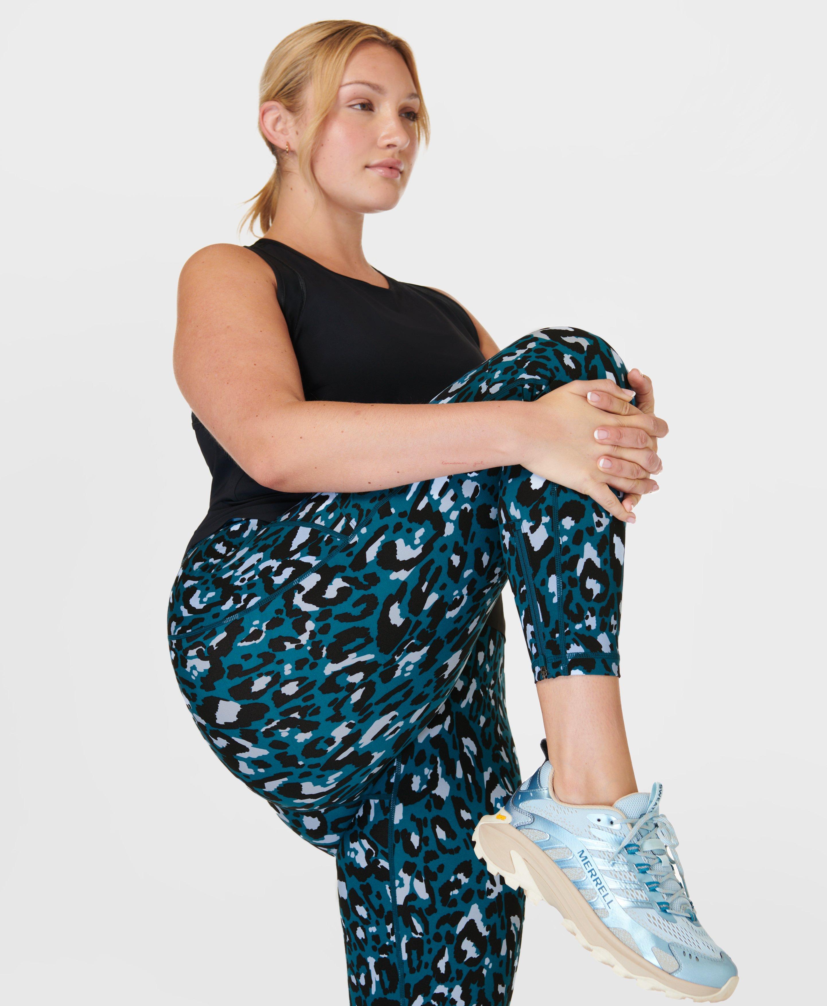 Ascend Power Cargo Workout Leggings Blue Brushstroke Leopard Print
