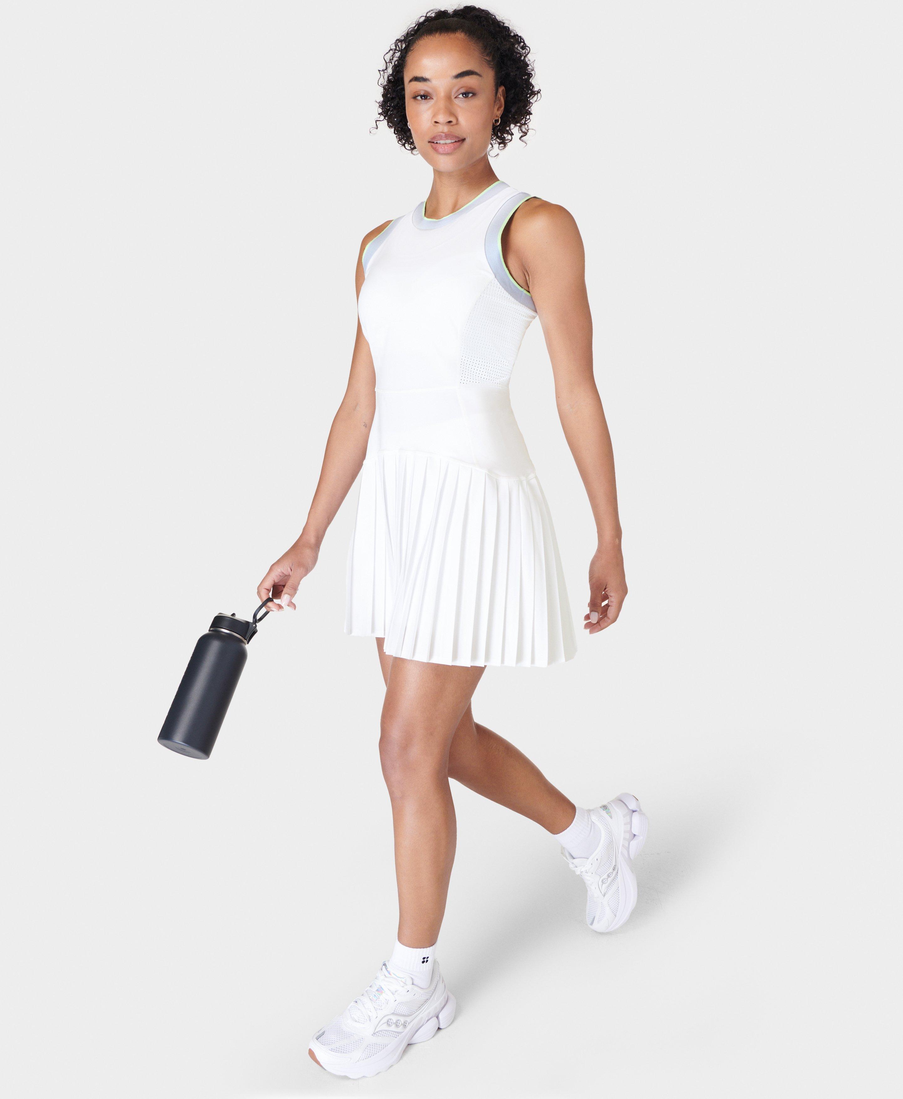 Sweaty Betty Power Ace Mix Pleat Tennis Dress, White, Women's S