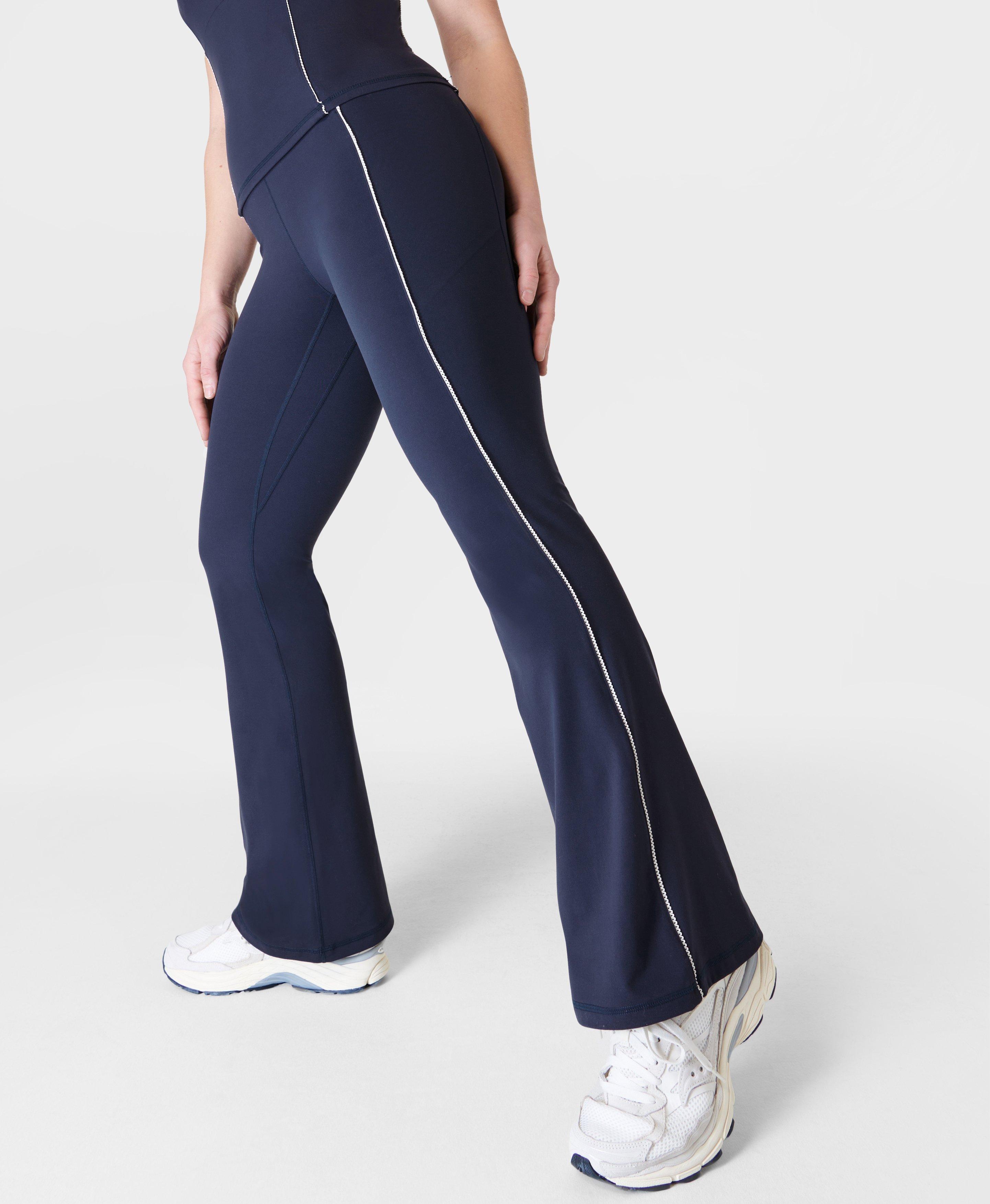 Super Soft Picot Lace Flare Pants - Navy Blue