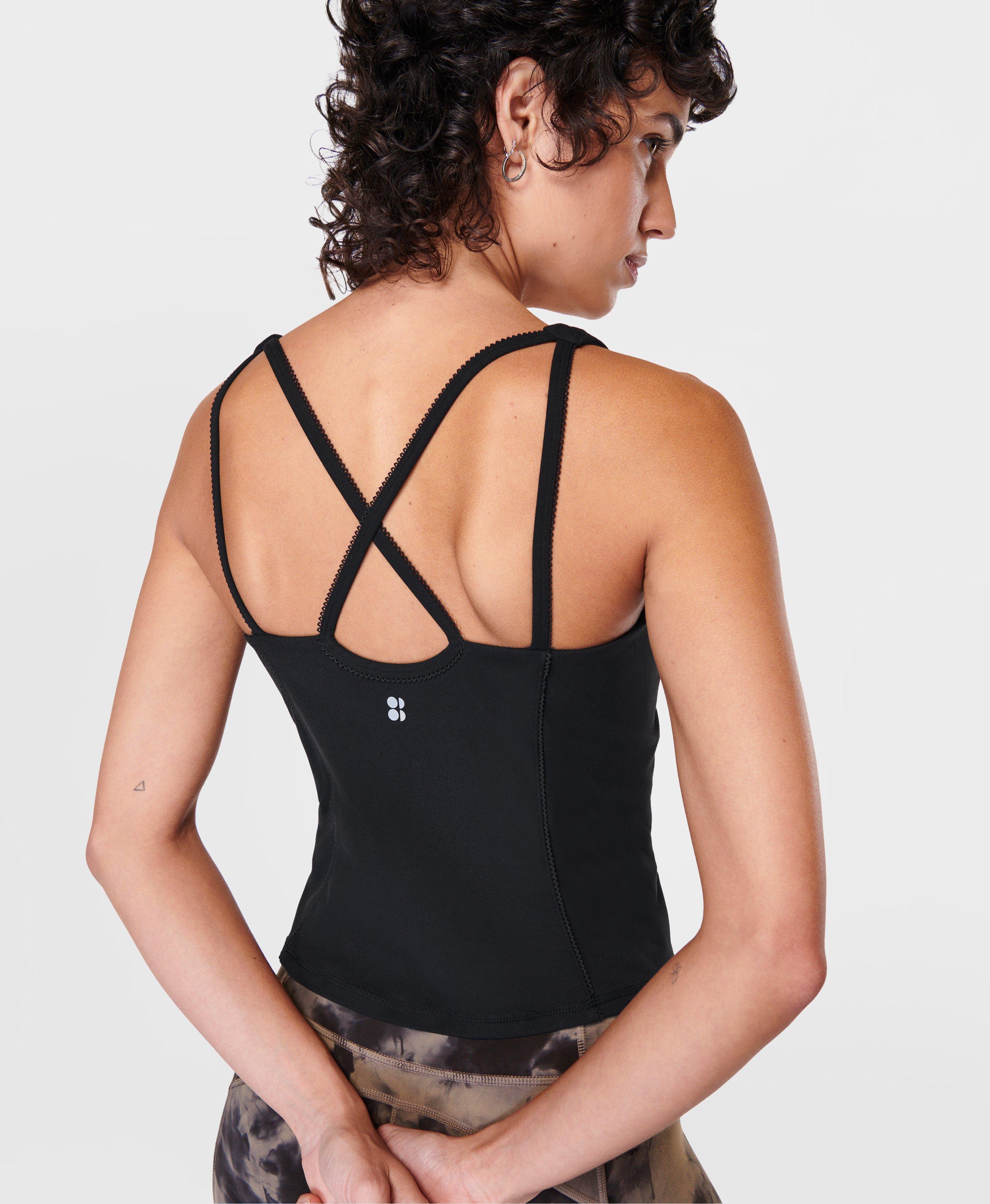 Super Soft Crop Strappy Back Workout Bra Tank - L, Women's Vests