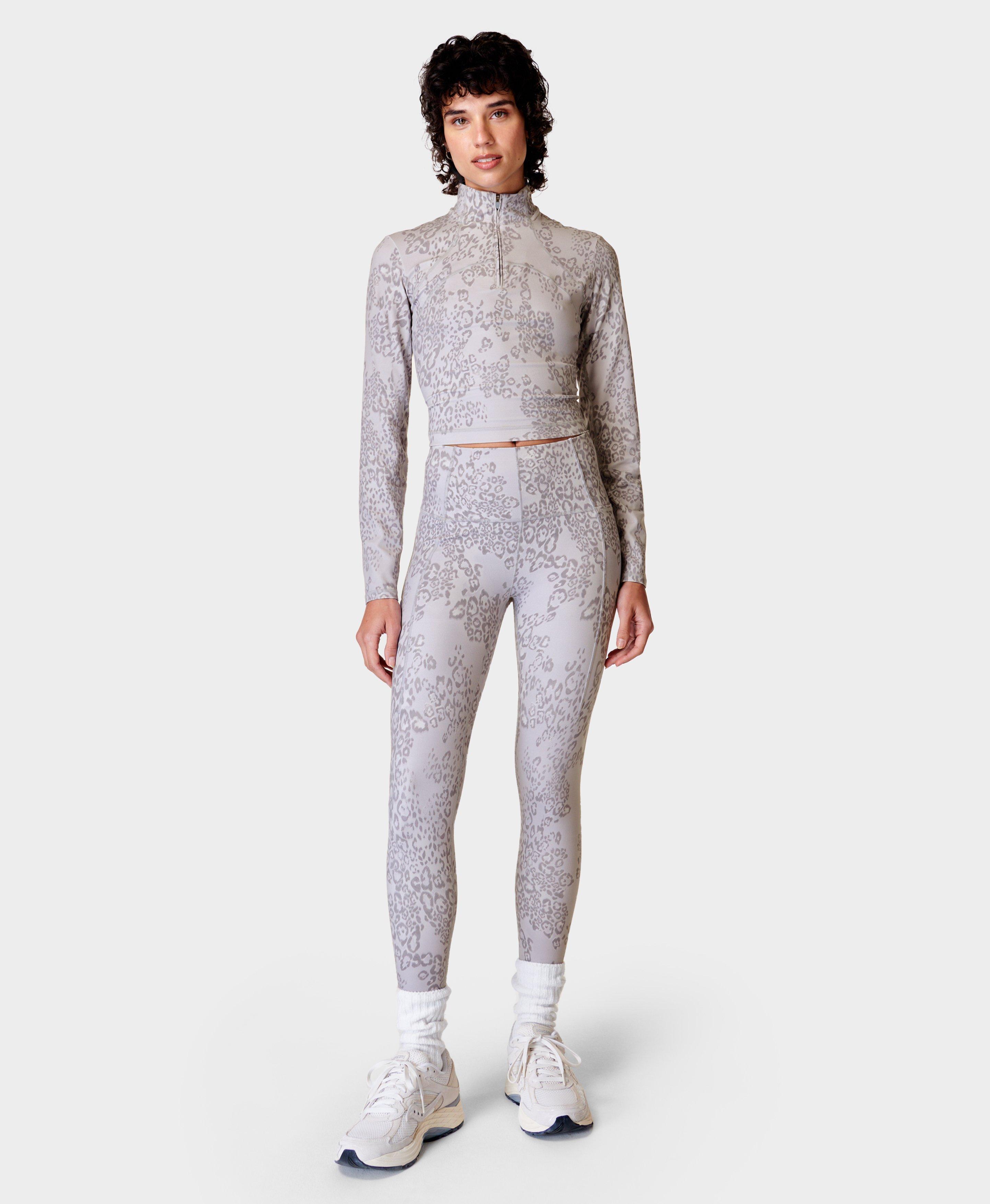 Super Soft Half Zip - Grey Smokey Leopard Print | Sweaty Betty
