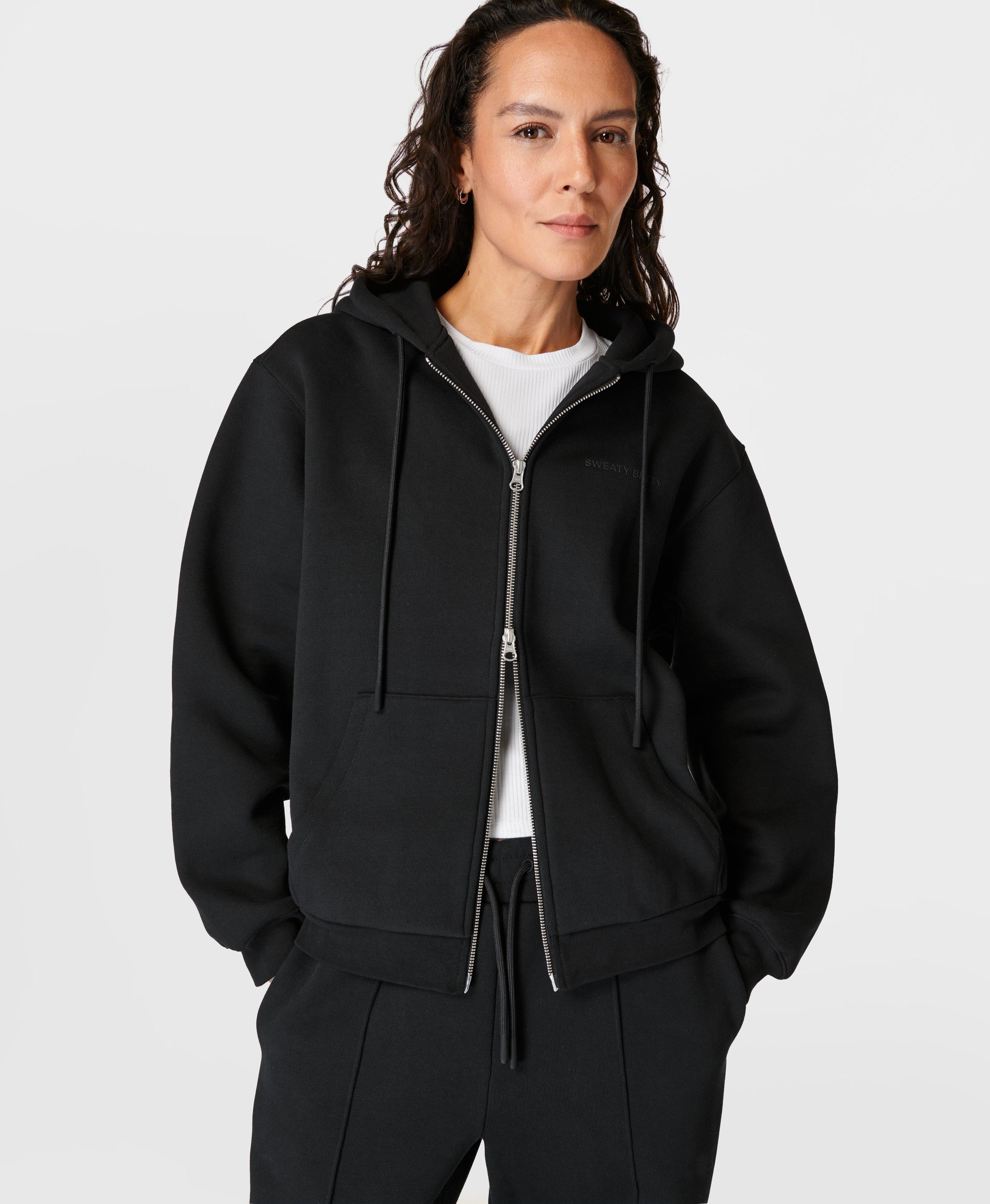 Womens black best sale hoodie with zipper