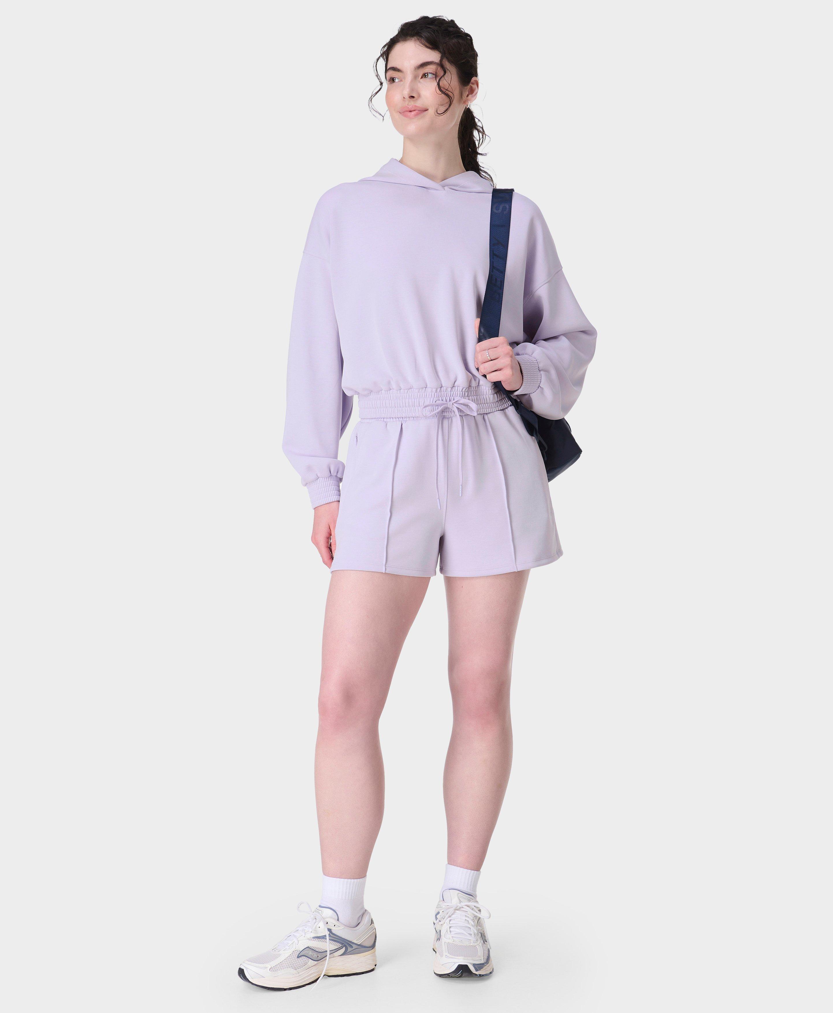Sweaty Betty Sand Wash CloudWeight Crop Hoody, Purple, Women's XXS