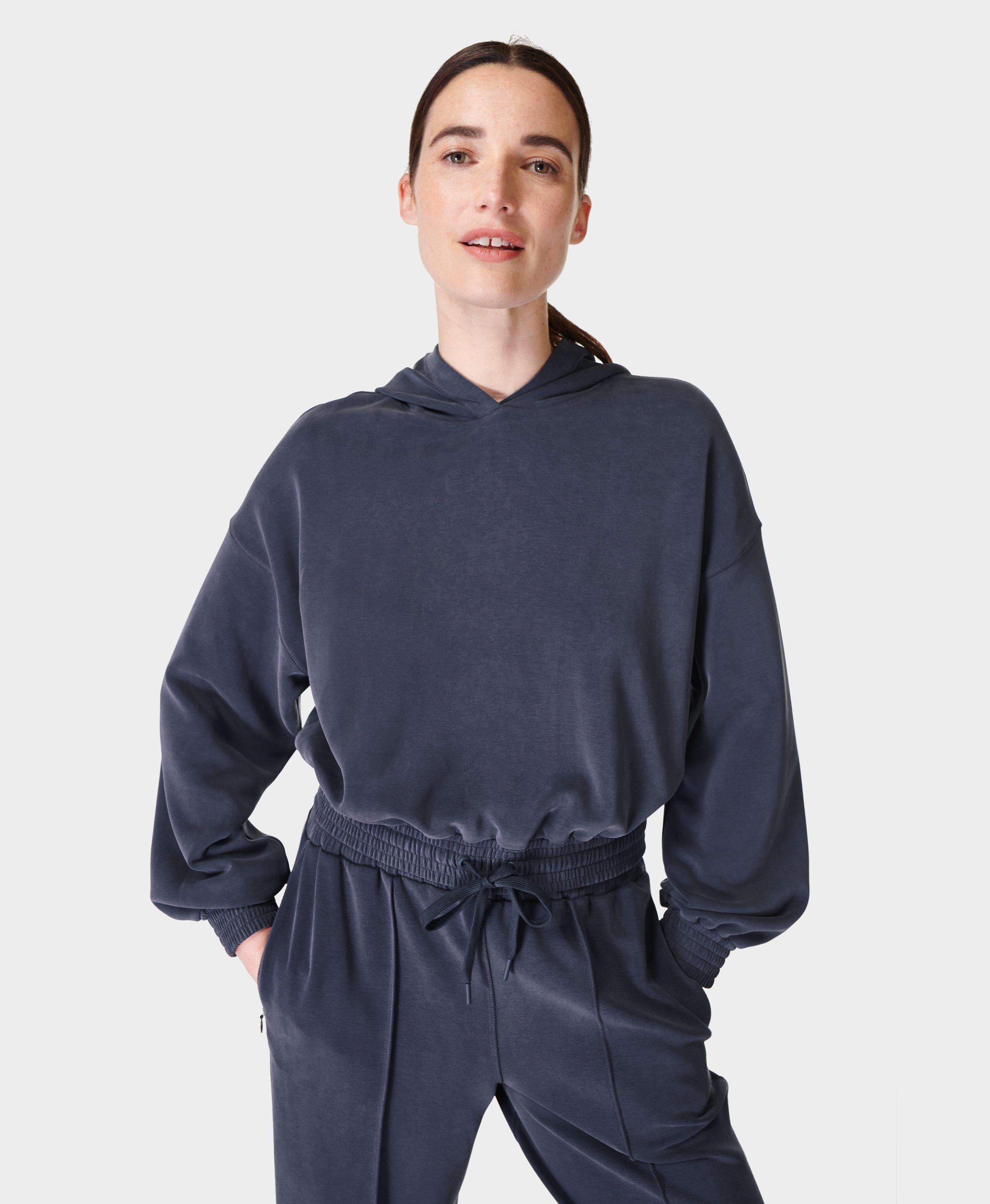 Sand Wash CloudWeight Crop Hoodie- navyblue | Women's Sweaters + Hoodies |  www.sweatybetty.com