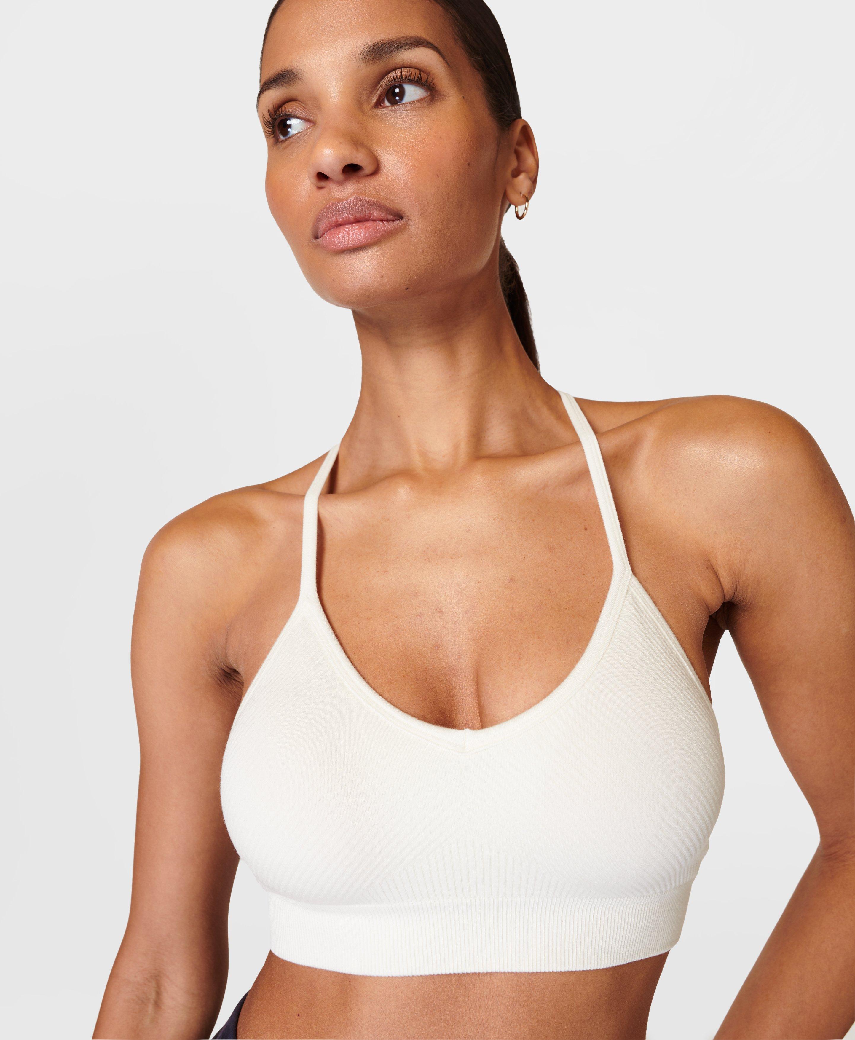 Women's Seamless Solid Color Sports Bra With Removable Pad - Large Bust  Full Coverage Comfortable Yoga Bra (Beige, S) at  Women's Clothing  store