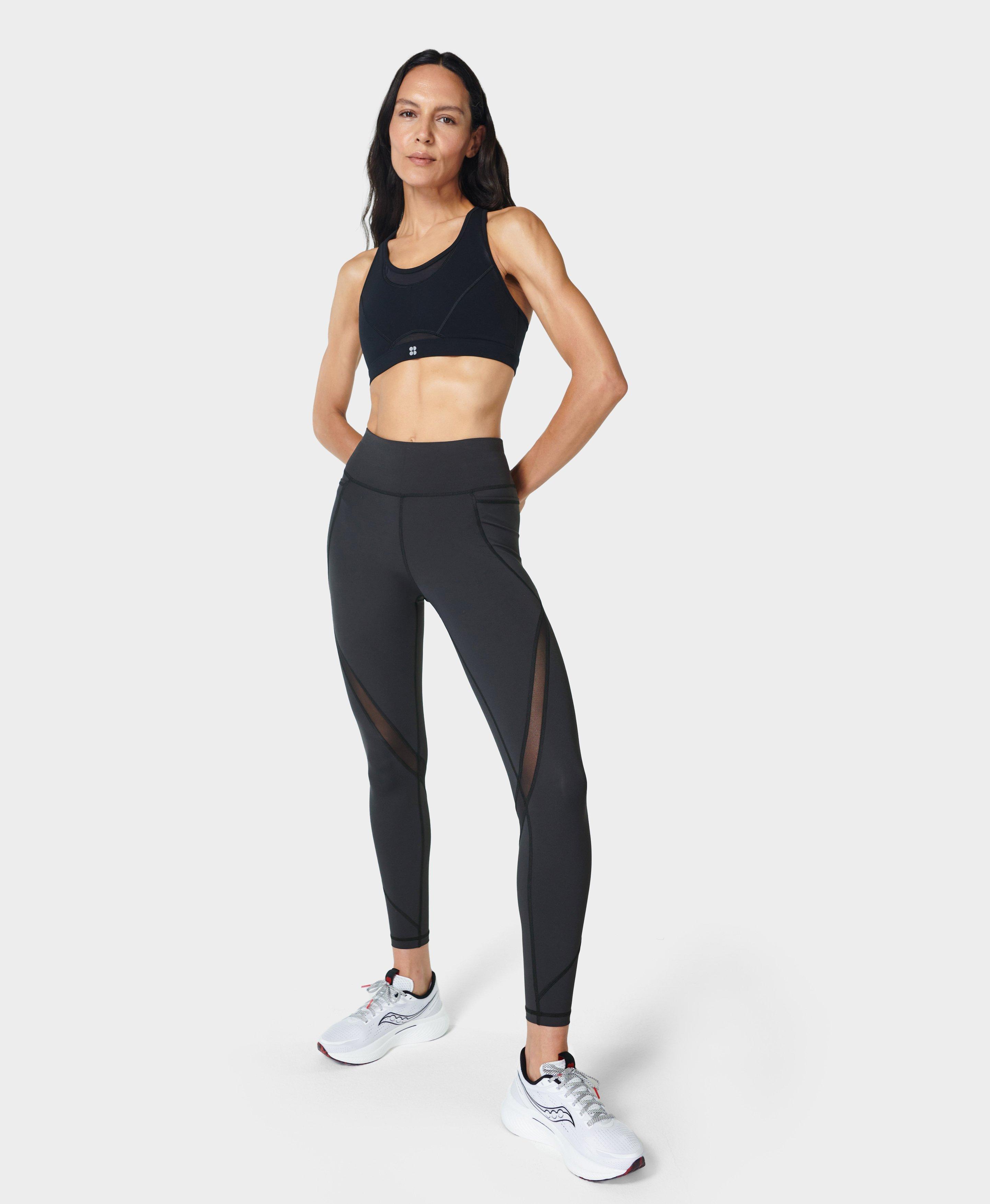 Sweaty Betty, Pants & Jumpsuits, Sweaty Betty Running Leggings Black  Paisley Mesh Insets Zip Pocket Large