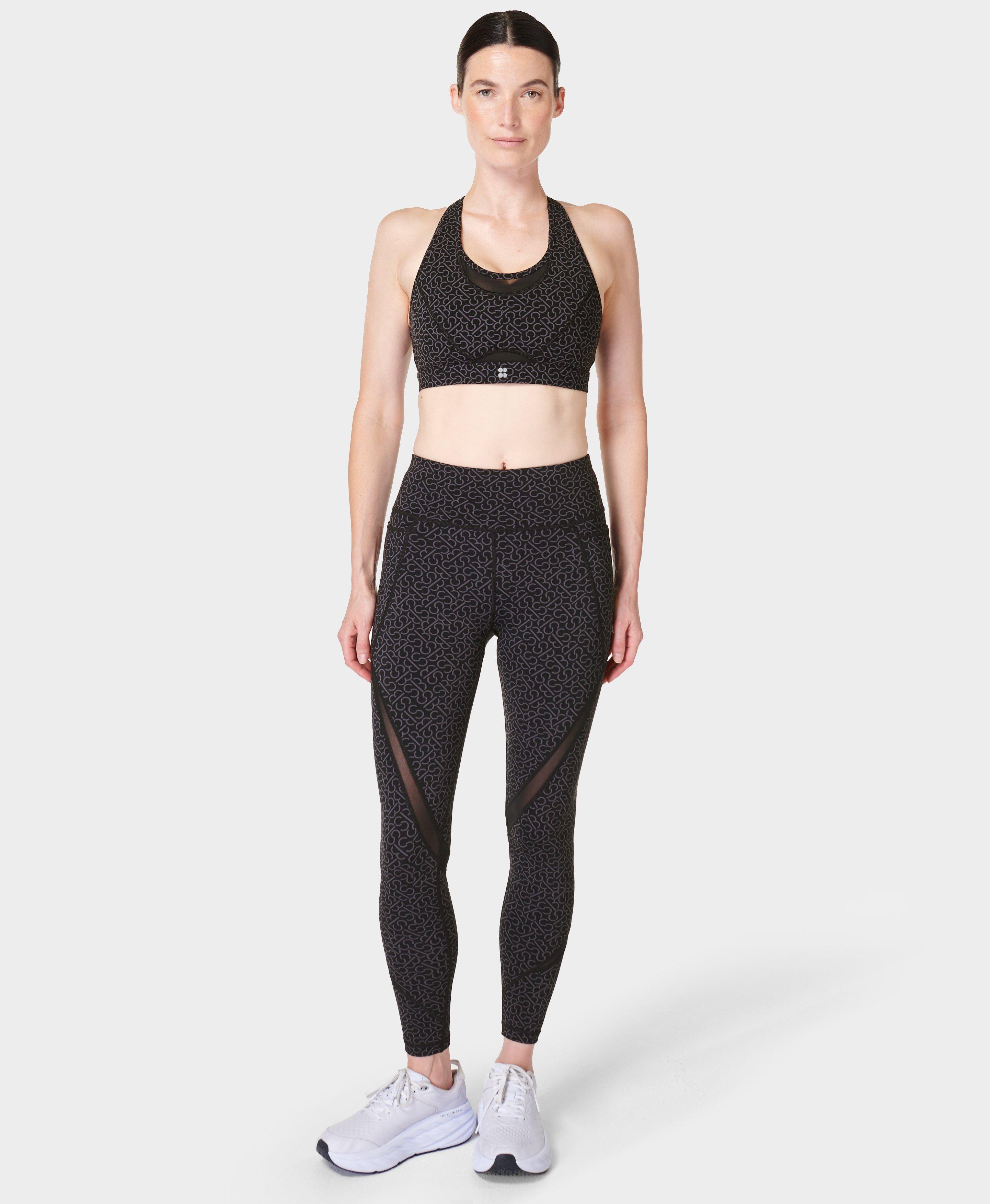 Sweaty Betty Women's Black Power High-Waist Cropped Legging SB Slot Print  Size M