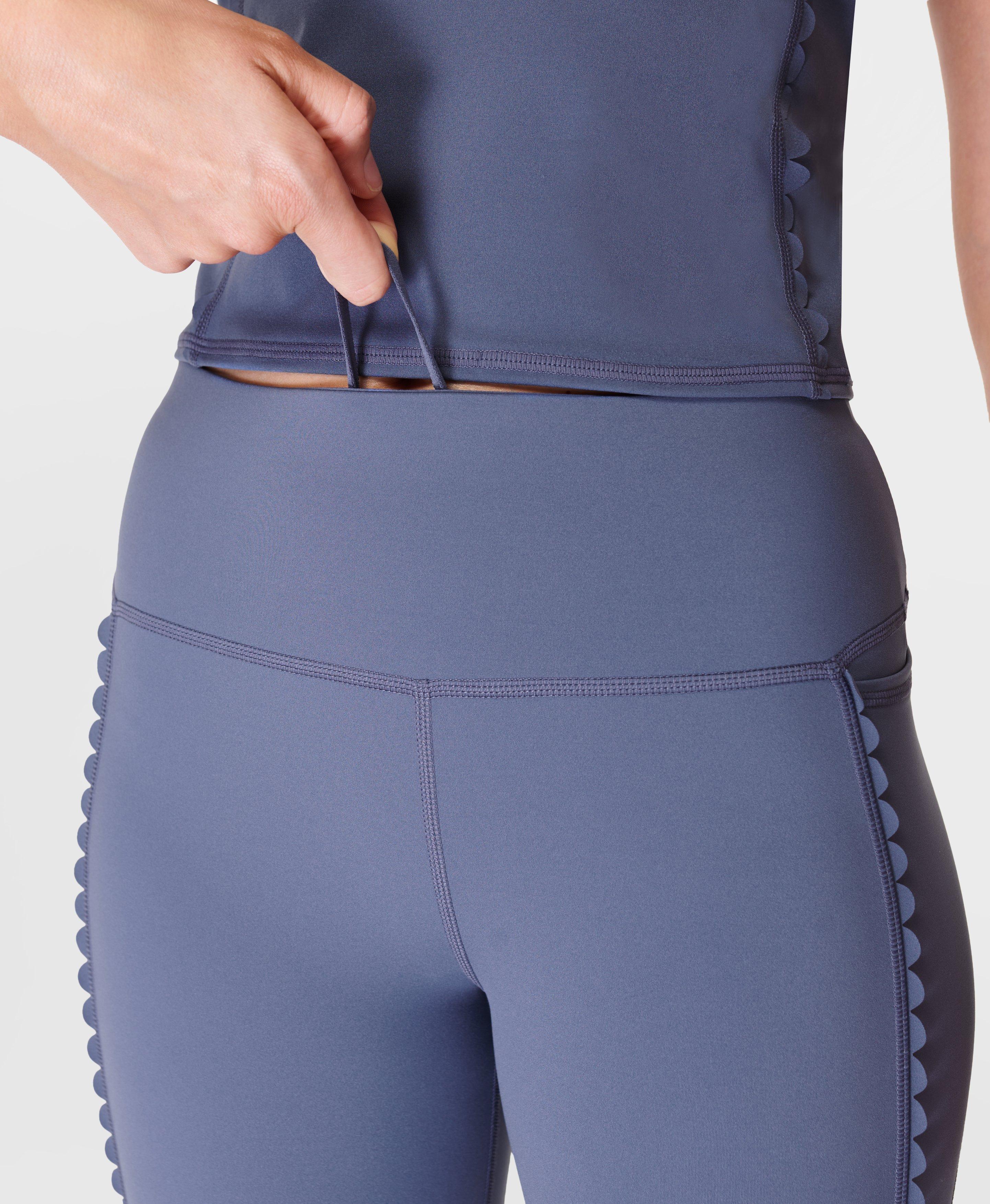 Blossom Yoga Moody Blue Scalloped Leg 7/8 Leggings