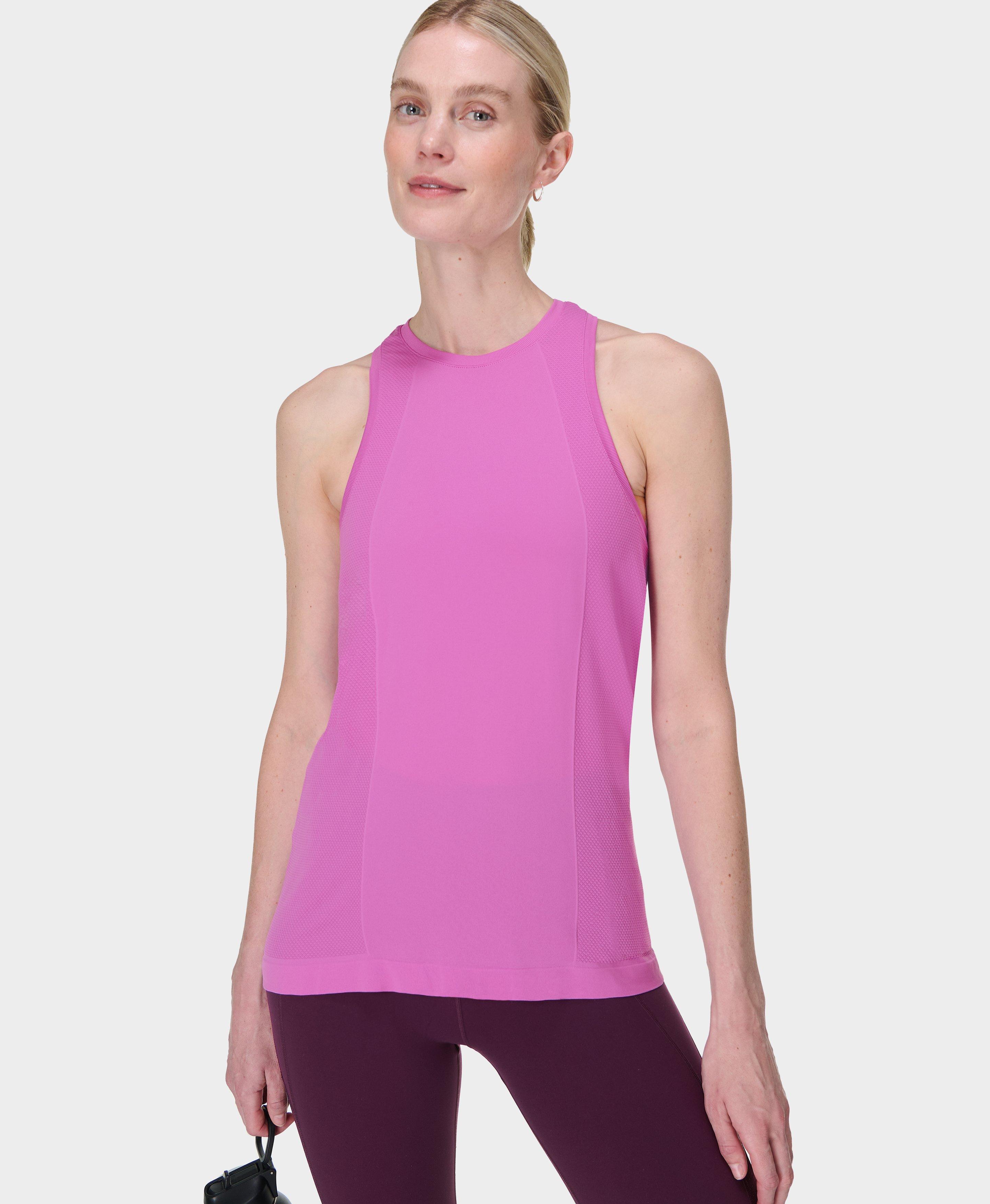 Sweaty Betty Athlete Seamless Featherweight Loose Workout Vest Top Pink, Women's L/XL