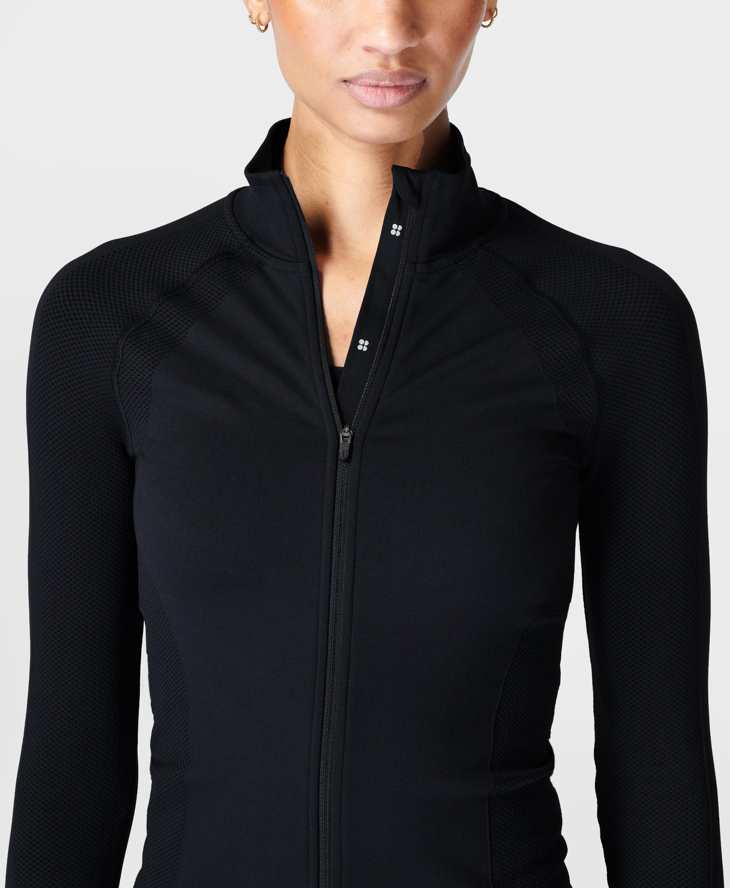 Athlete Doubleweight Seamless Workout Zip Up - Black