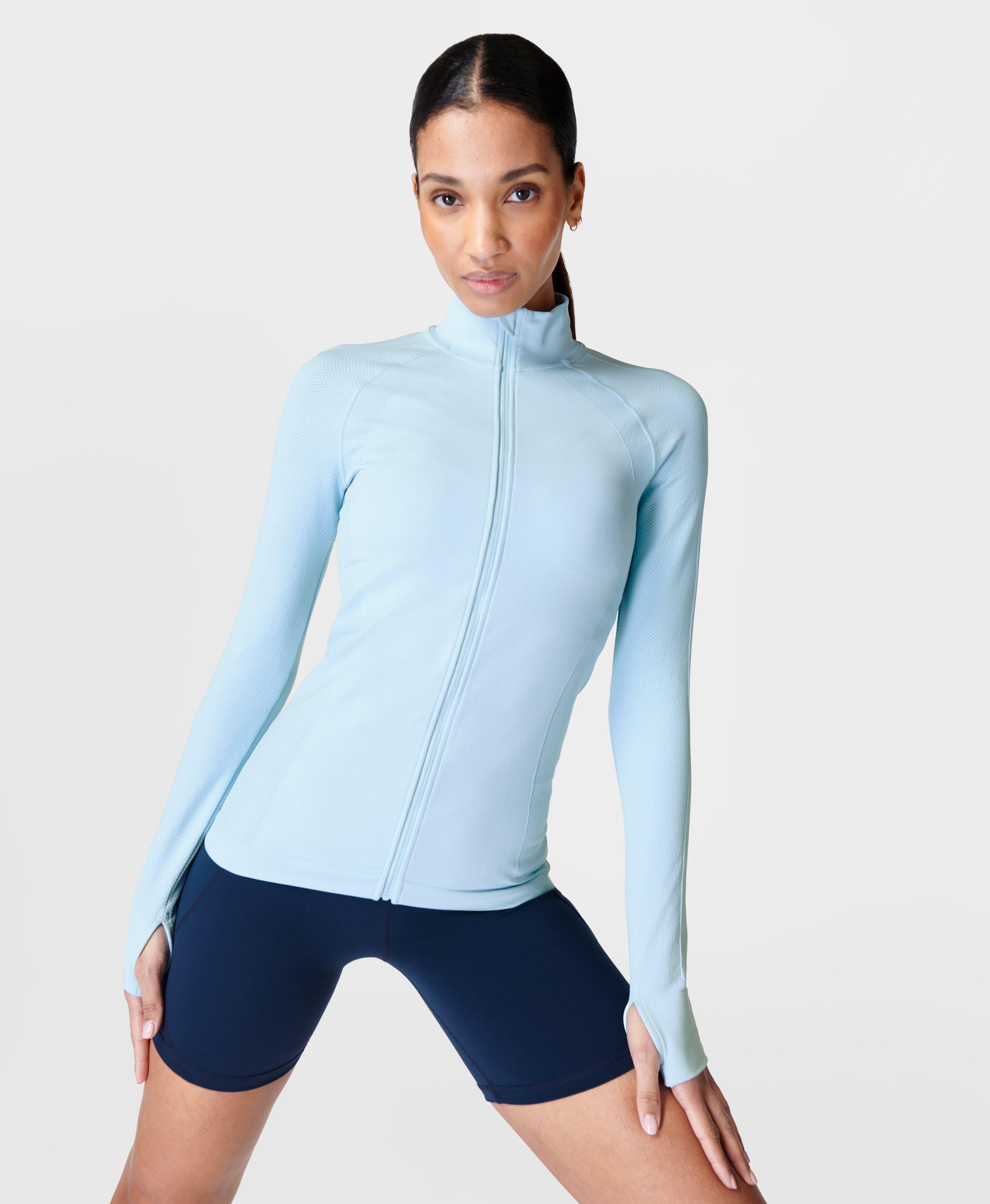 Athlete Doubleweight Seamless Workout Zip Up - Ice Blue