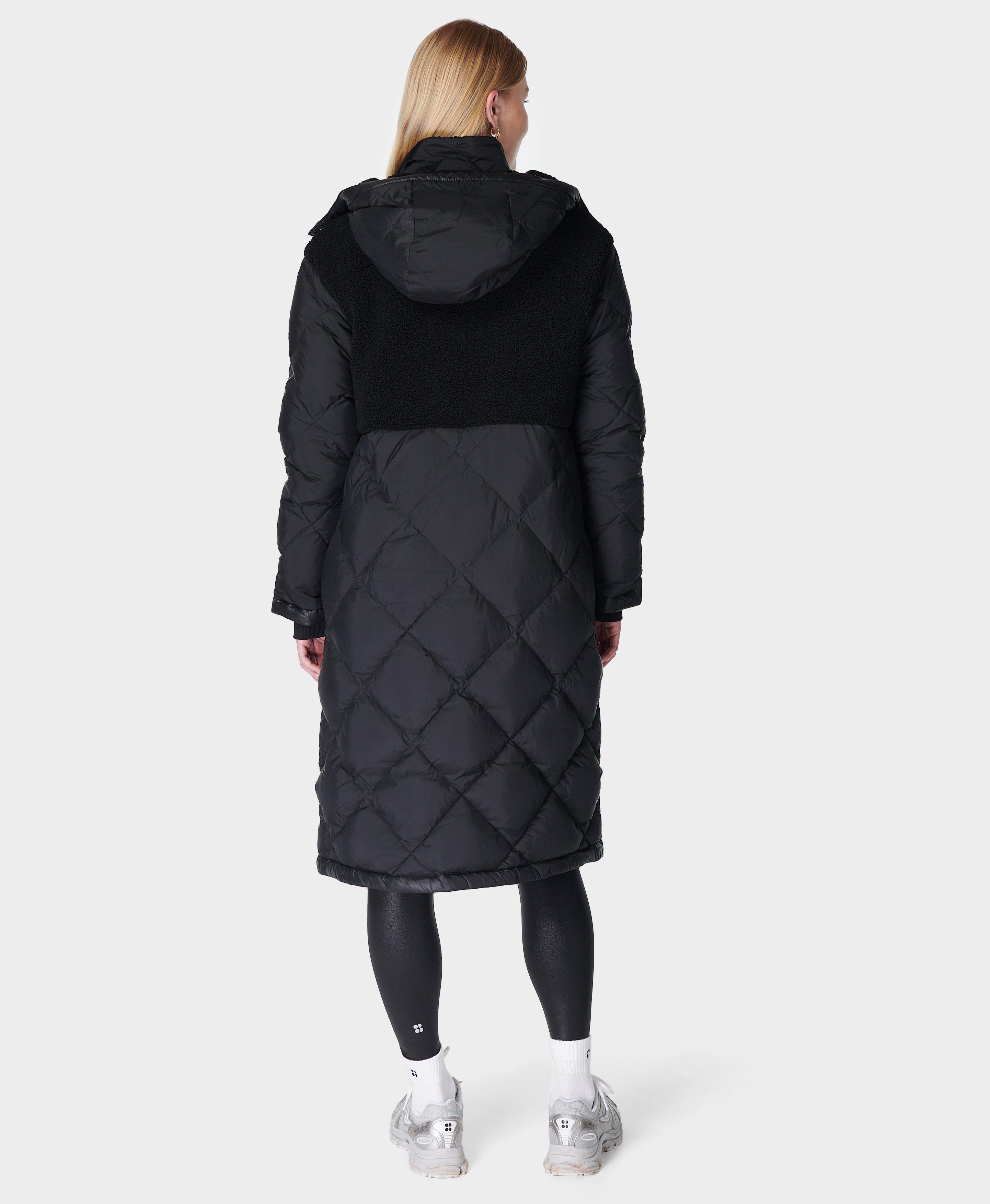 Black quilted best sale longline coat