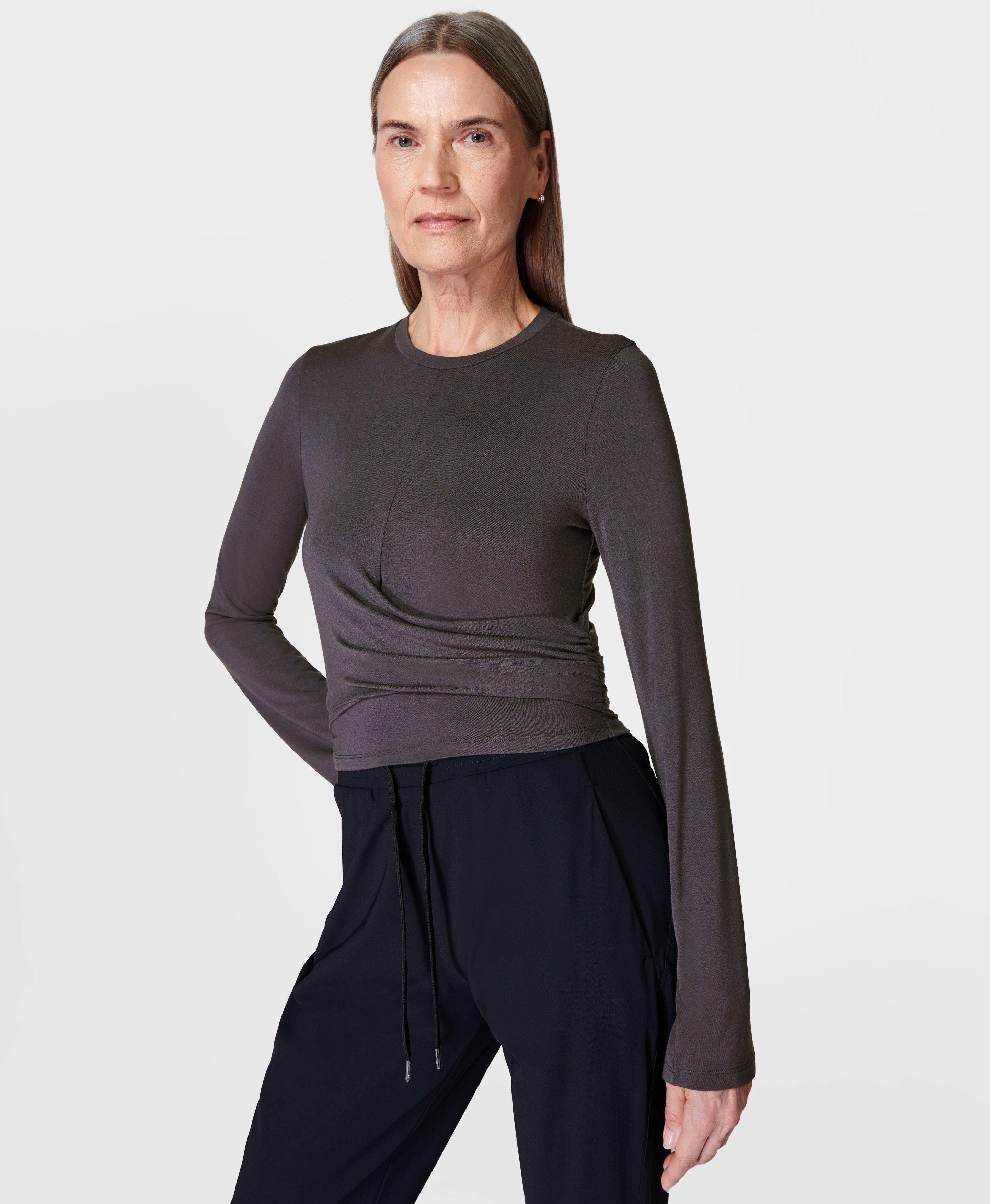 Wrap Front Long Sleeve Top - Urban Grey, Women's Base Layers & Long Sleeve  Tops