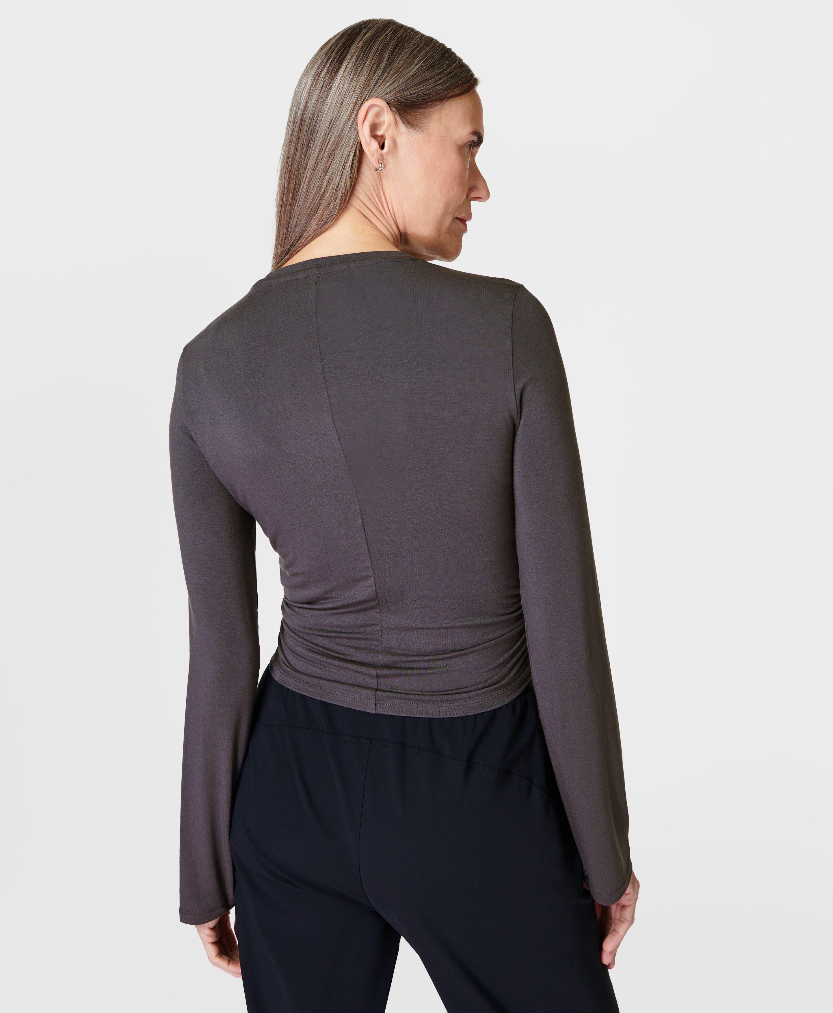 Choix, Grey Long Sleeve Knit Wrap Top