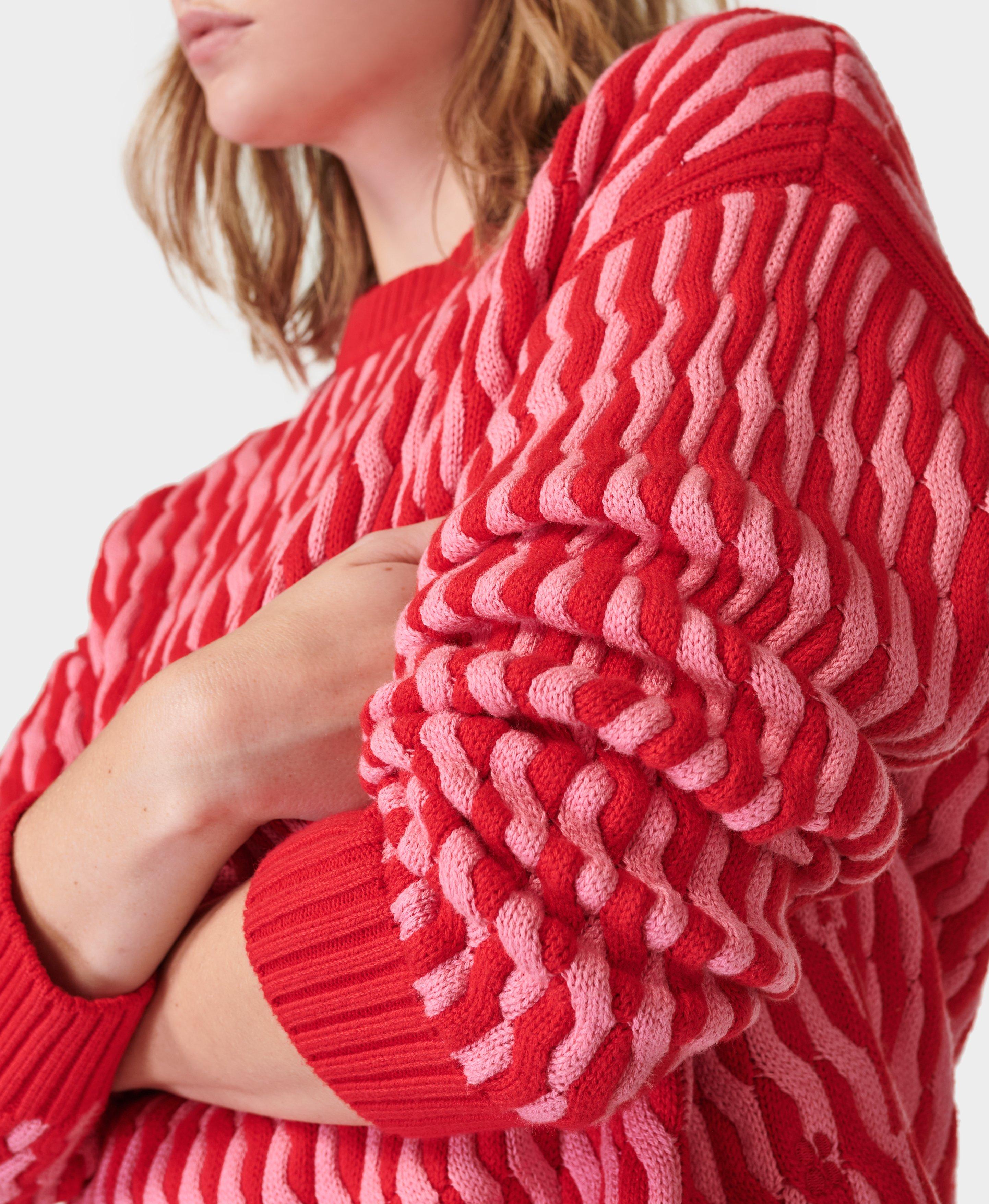 Pink and shop red jumper