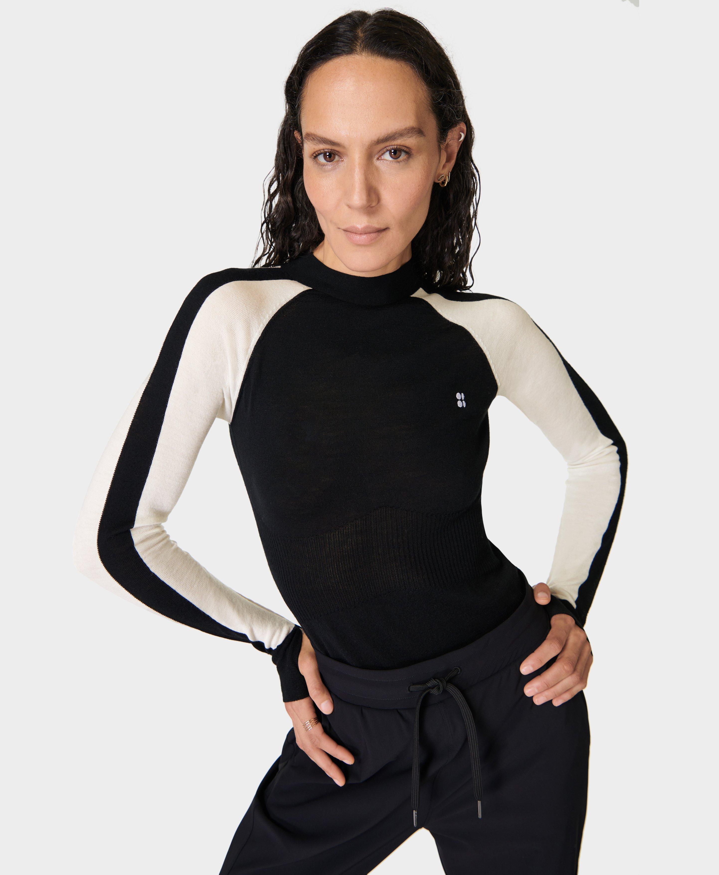 Colour Block Merino Base Layer Top - Black | Women's Base Layers & Long ...