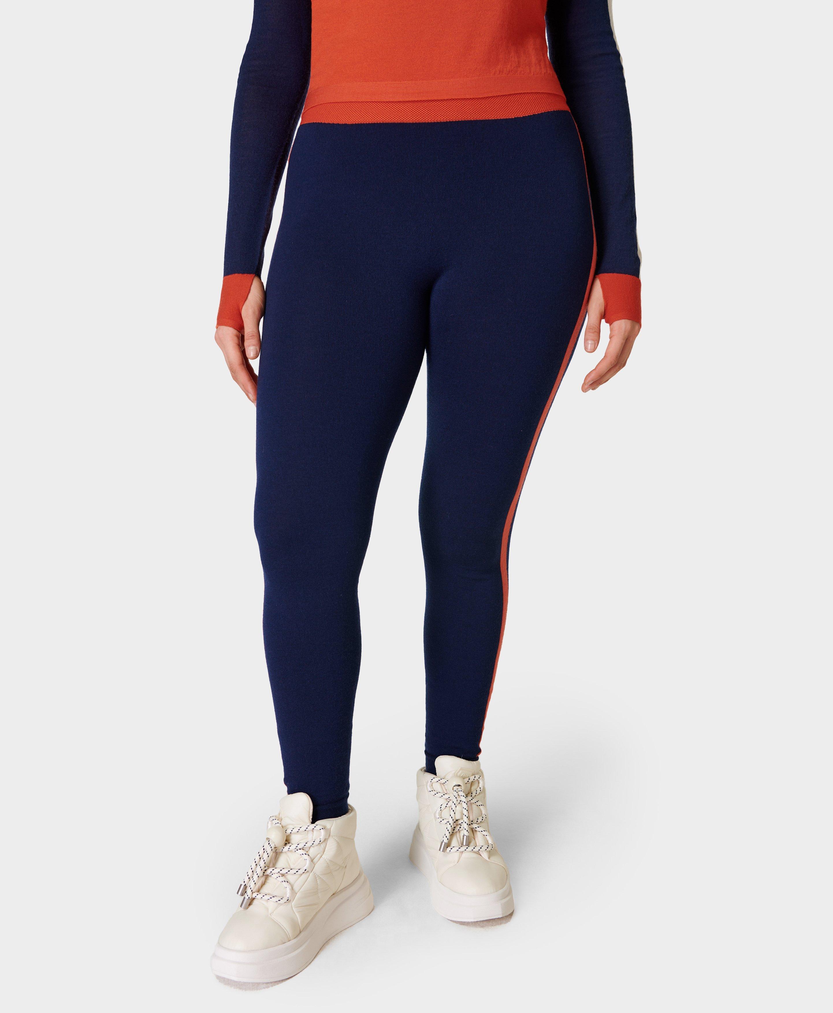 Colour Block Merino Base Layer Legging - Navy, Women's Ski Clothes