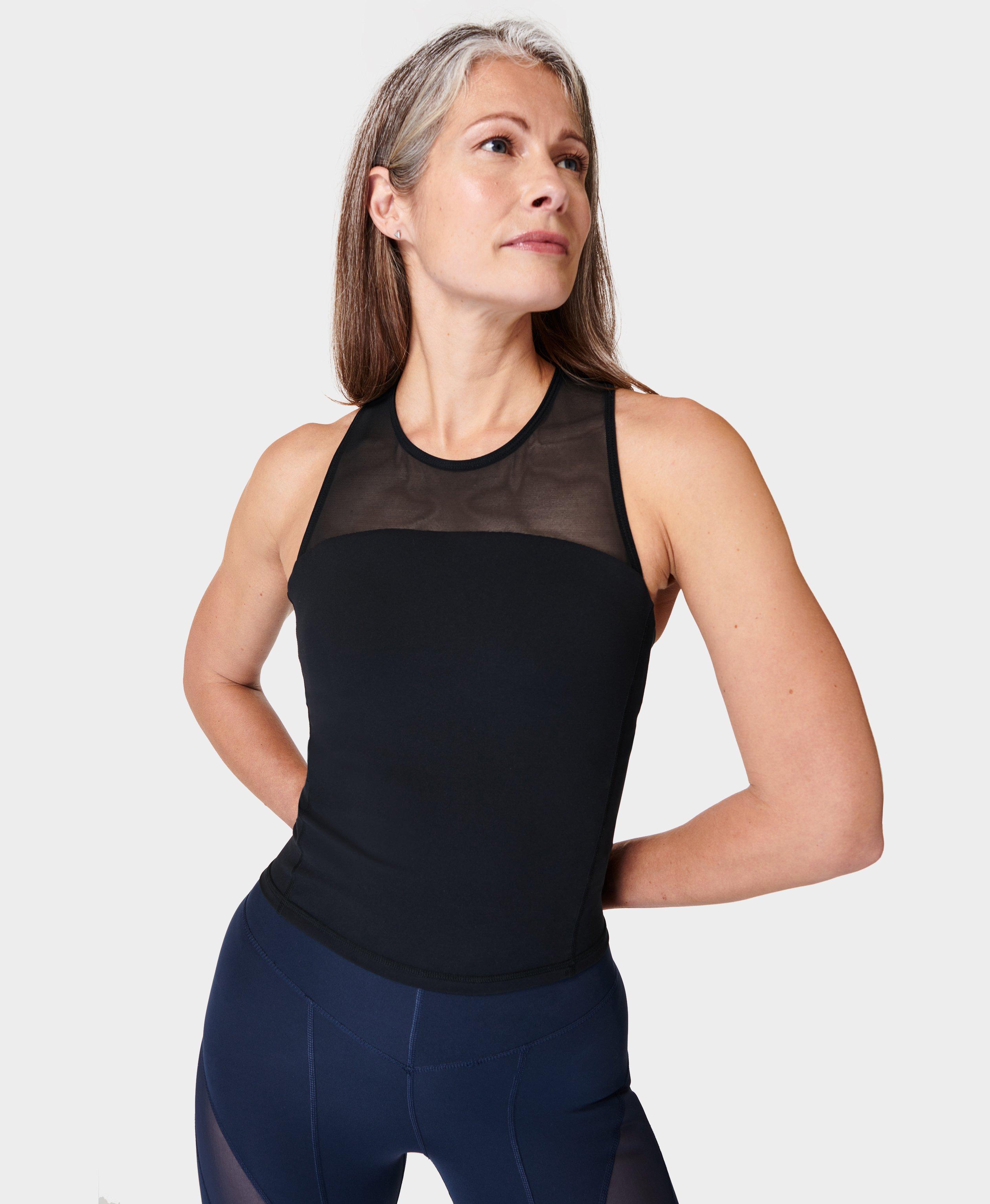Power Illusion Workout Bra Vest - Black, Women's Vests
