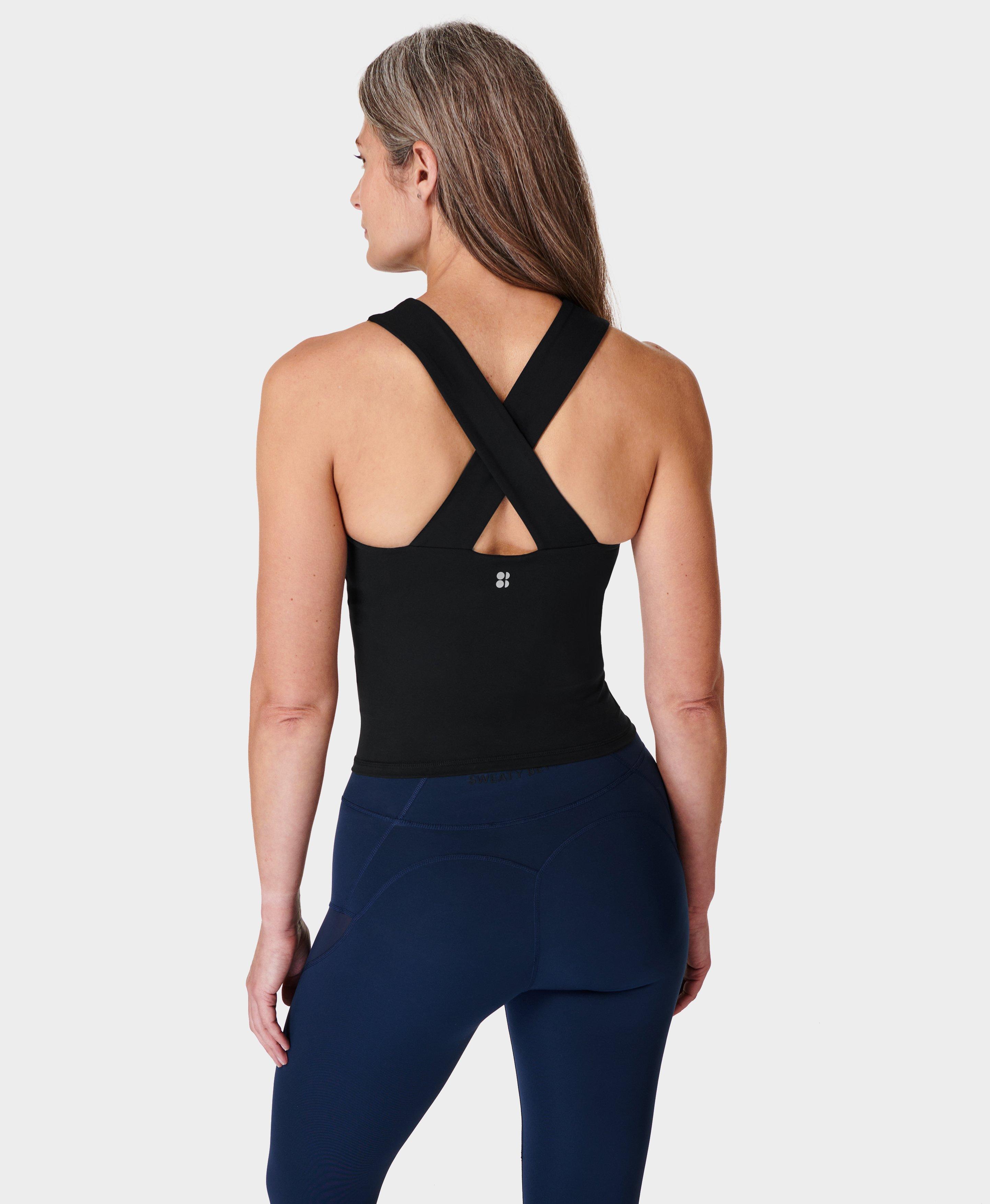 Sweaty Betty Power Illusion Workout Bra Tank Top, Navy Blue, £55.00