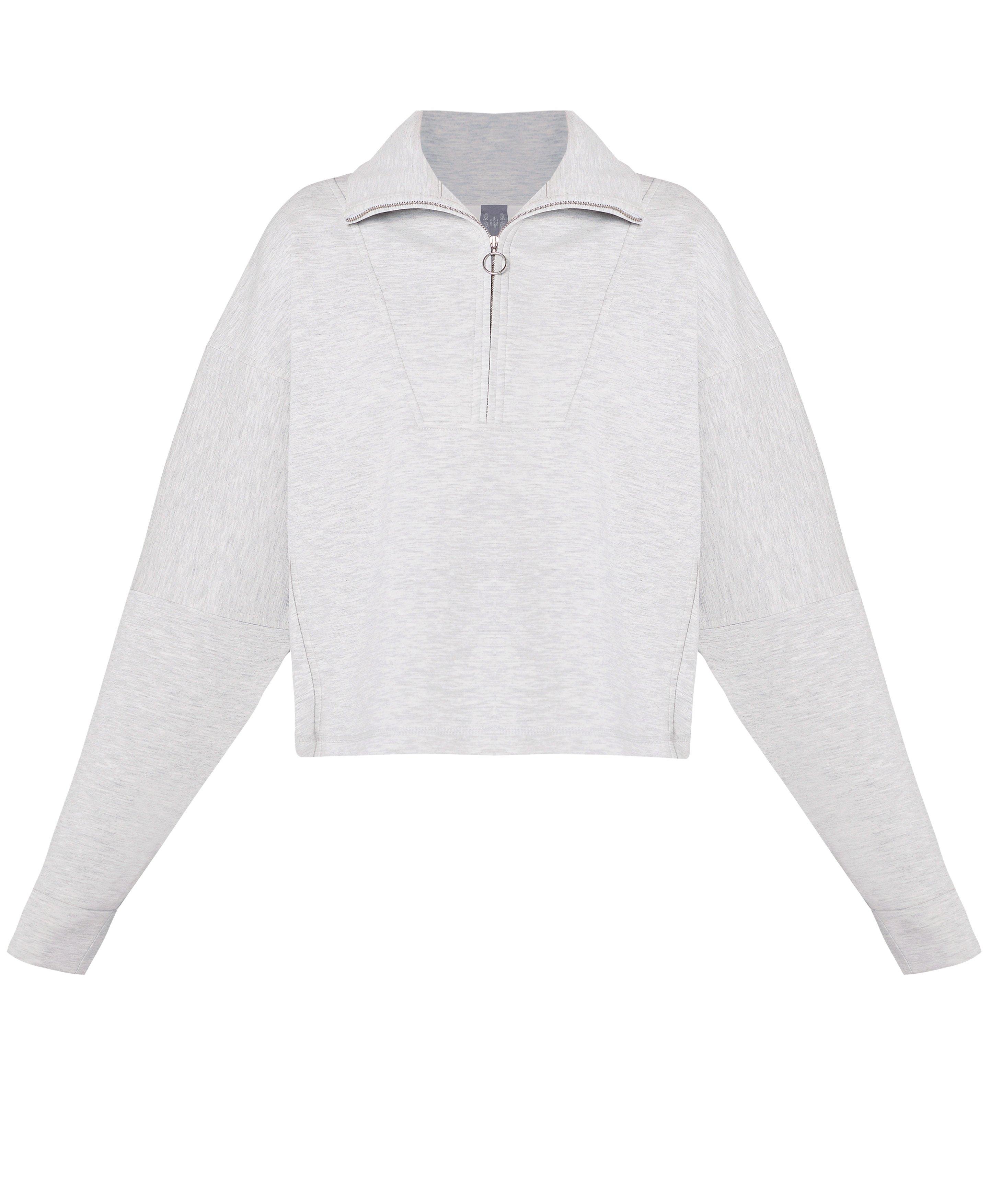 Sand Wash Funnel Neck Half Zip - Ice Grey Marl | Women's Sweaters